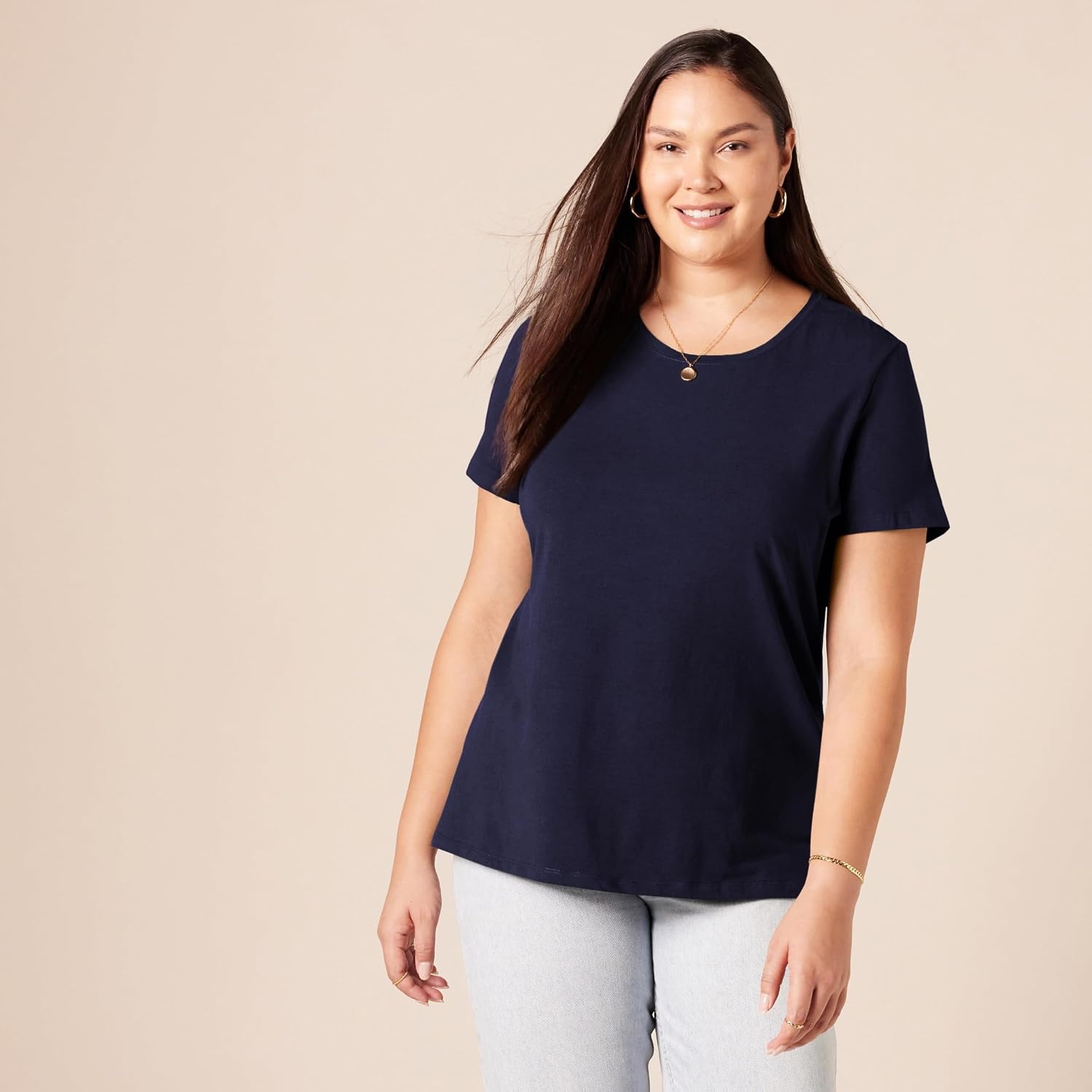 image:imageAmazon Essentials Womens RegularFit ShortSleeve Crewneck TShirt MultipacksBurgundyNavy