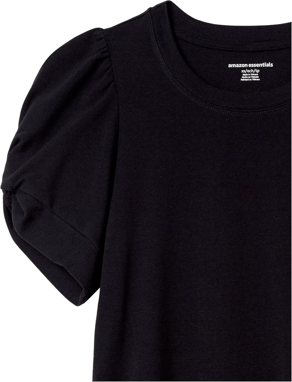 image:imageAmazon Essentials Womens RegularFit Twist Puff Sleeve Crewneck TShirtBlack