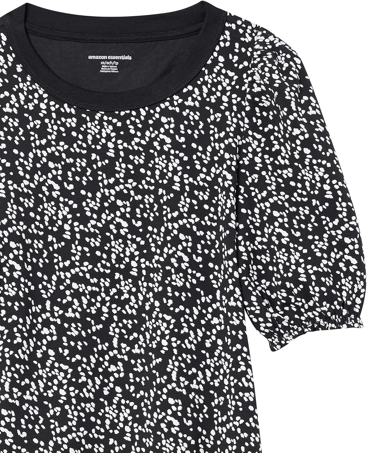 image:imageAmazon Essentials Womens RegularFit Twist Puff Sleeve Crewneck TShirtBlack White Abstract Animal