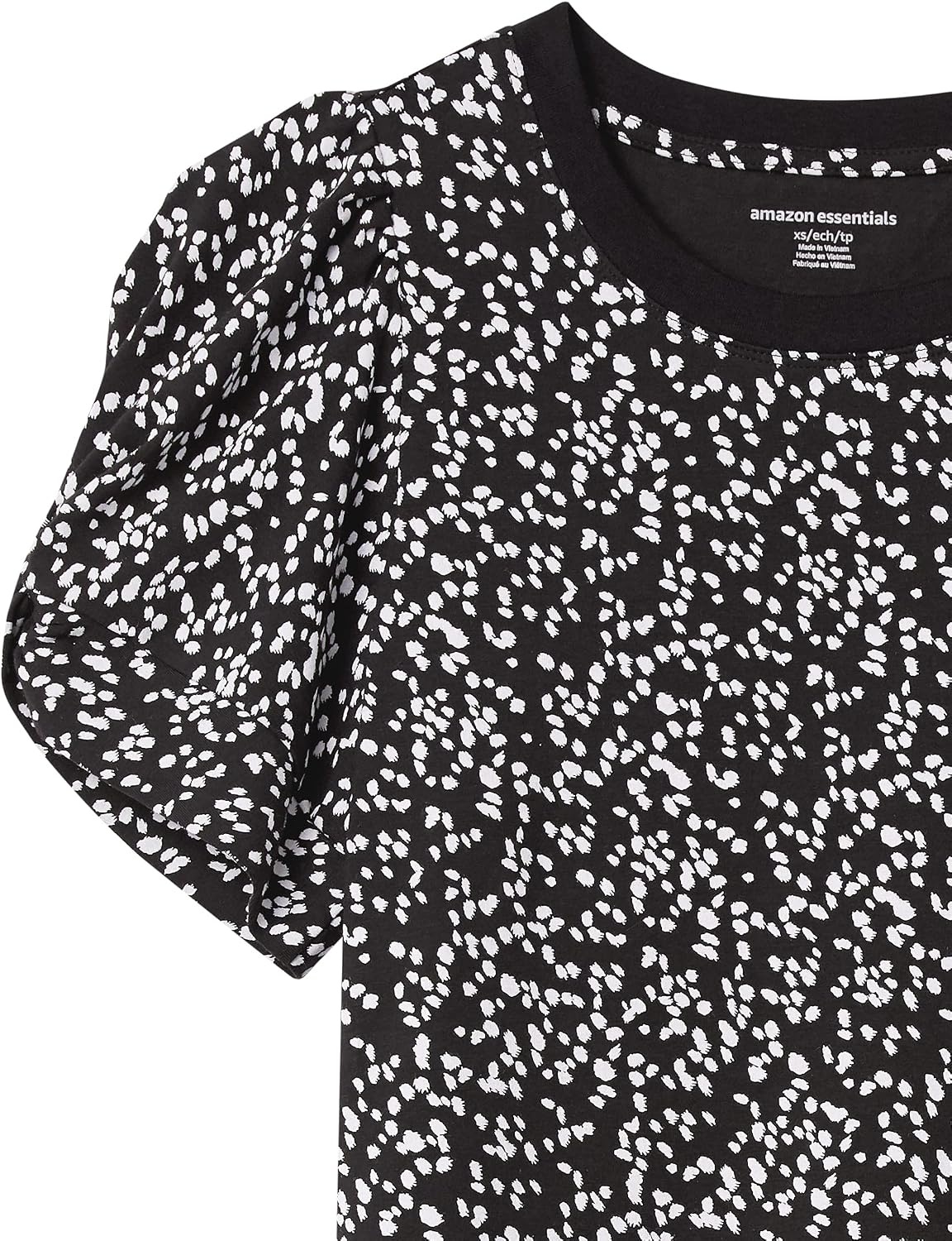 image:imageAmazon Essentials Womens RegularFit Twist Puff Sleeve Crewneck TShirtBlack White Abstract Animal