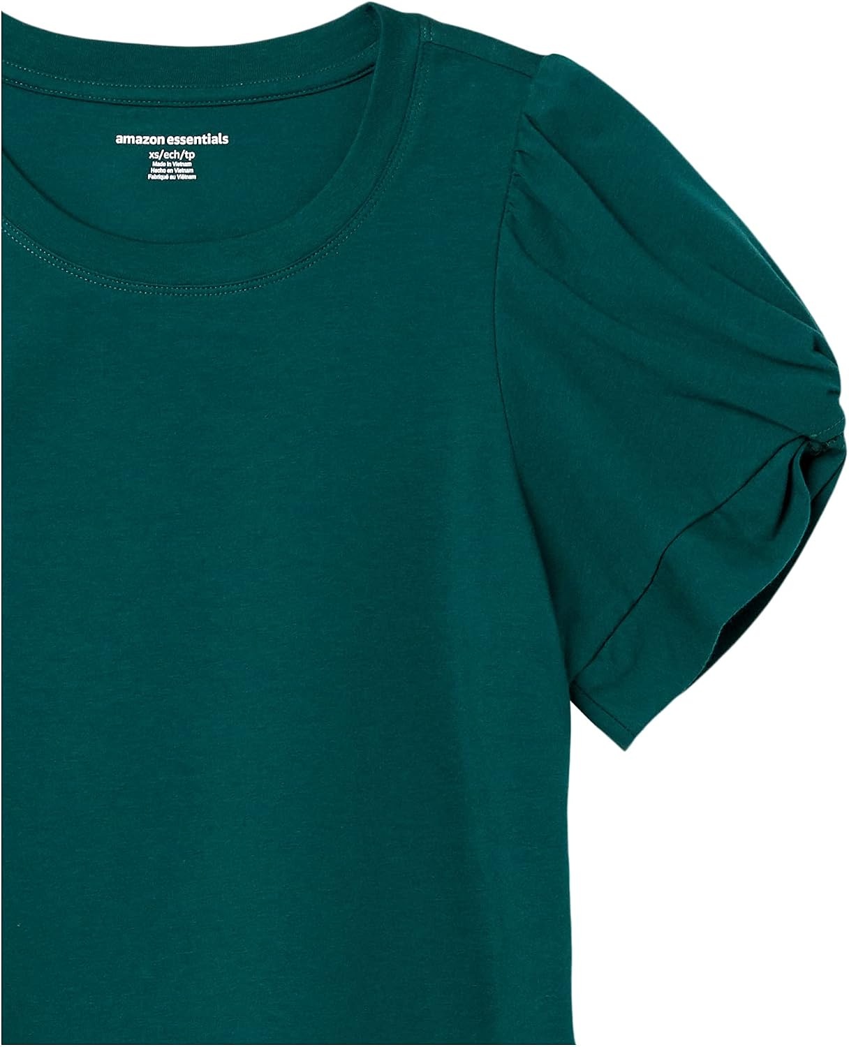 image:imageAmazon Essentials Womens RegularFit Twist Puff Sleeve Crewneck TShirtBotanical Green