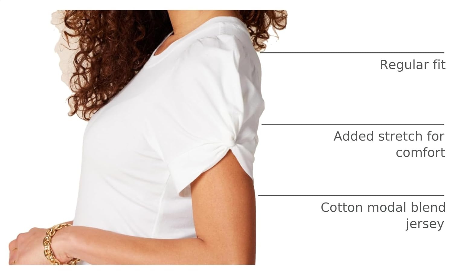 image:imageAmazon Essentials Womens RegularFit Twist Puff Sleeve Crewneck TShirtBright White