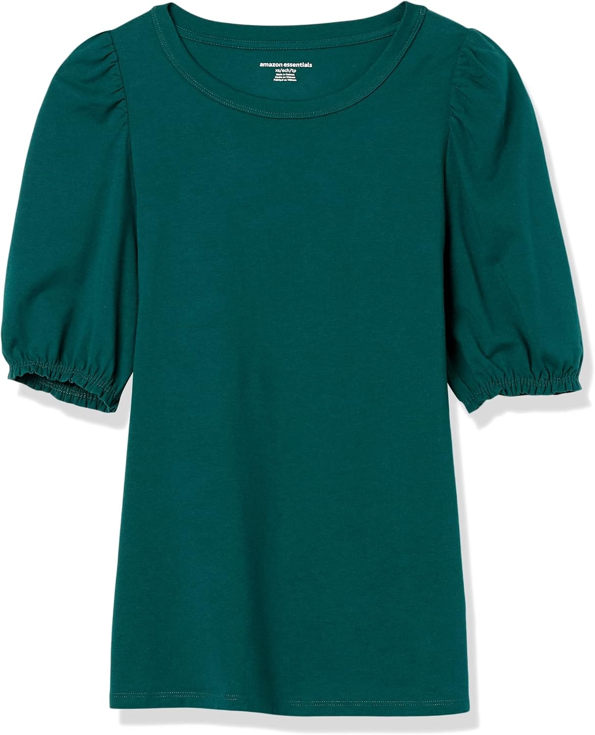 image:imageAmazon Essentials Womens RegularFit Twist Puff Sleeve Crewneck TShirtGreen Botanical