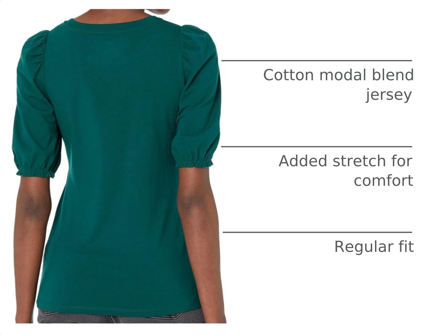 image:imageAmazon Essentials Womens RegularFit Twist Puff Sleeve Crewneck TShirtGreen Botanical