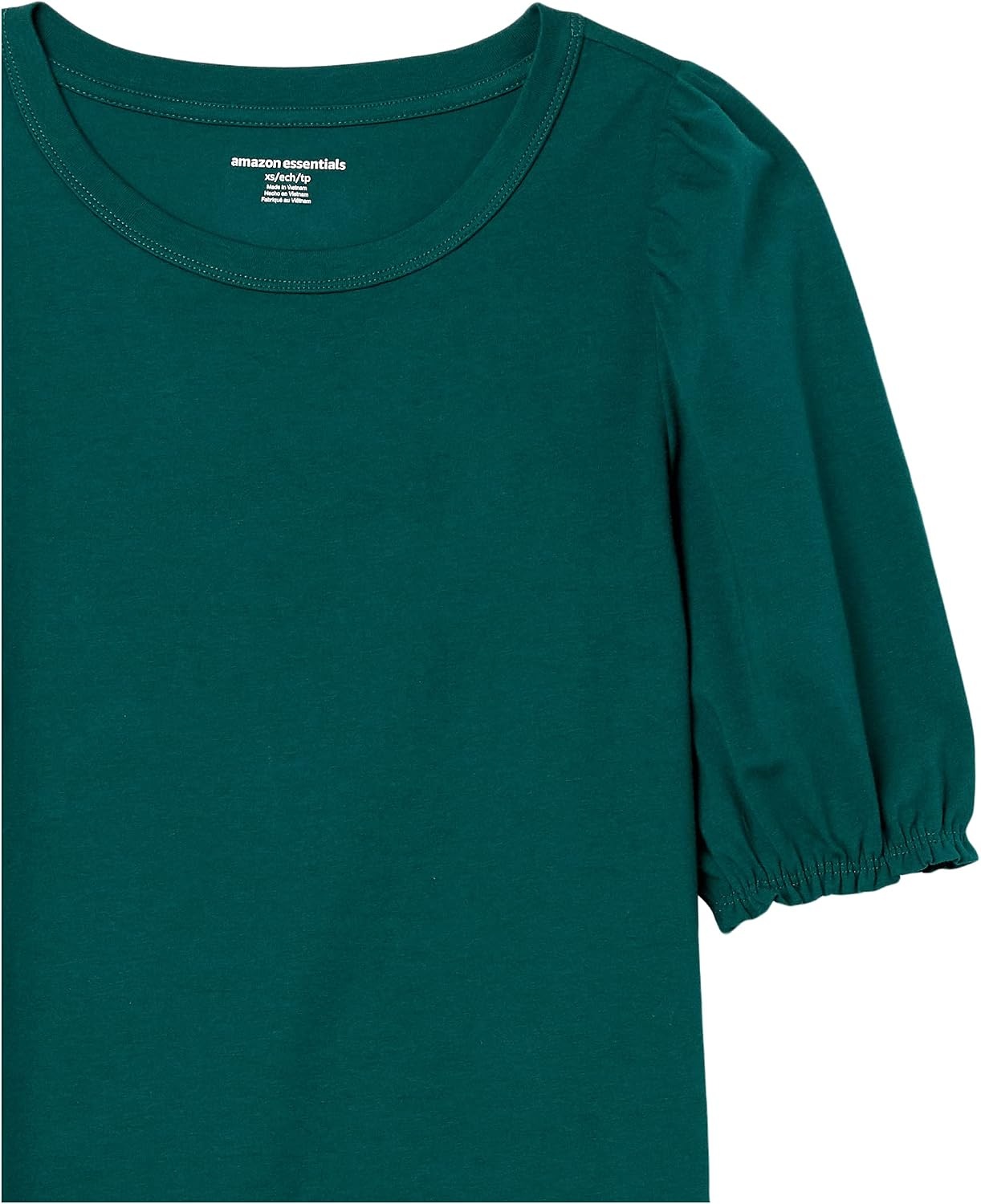 image:imageAmazon Essentials Womens RegularFit Twist Puff Sleeve Crewneck TShirtGreen Botanical