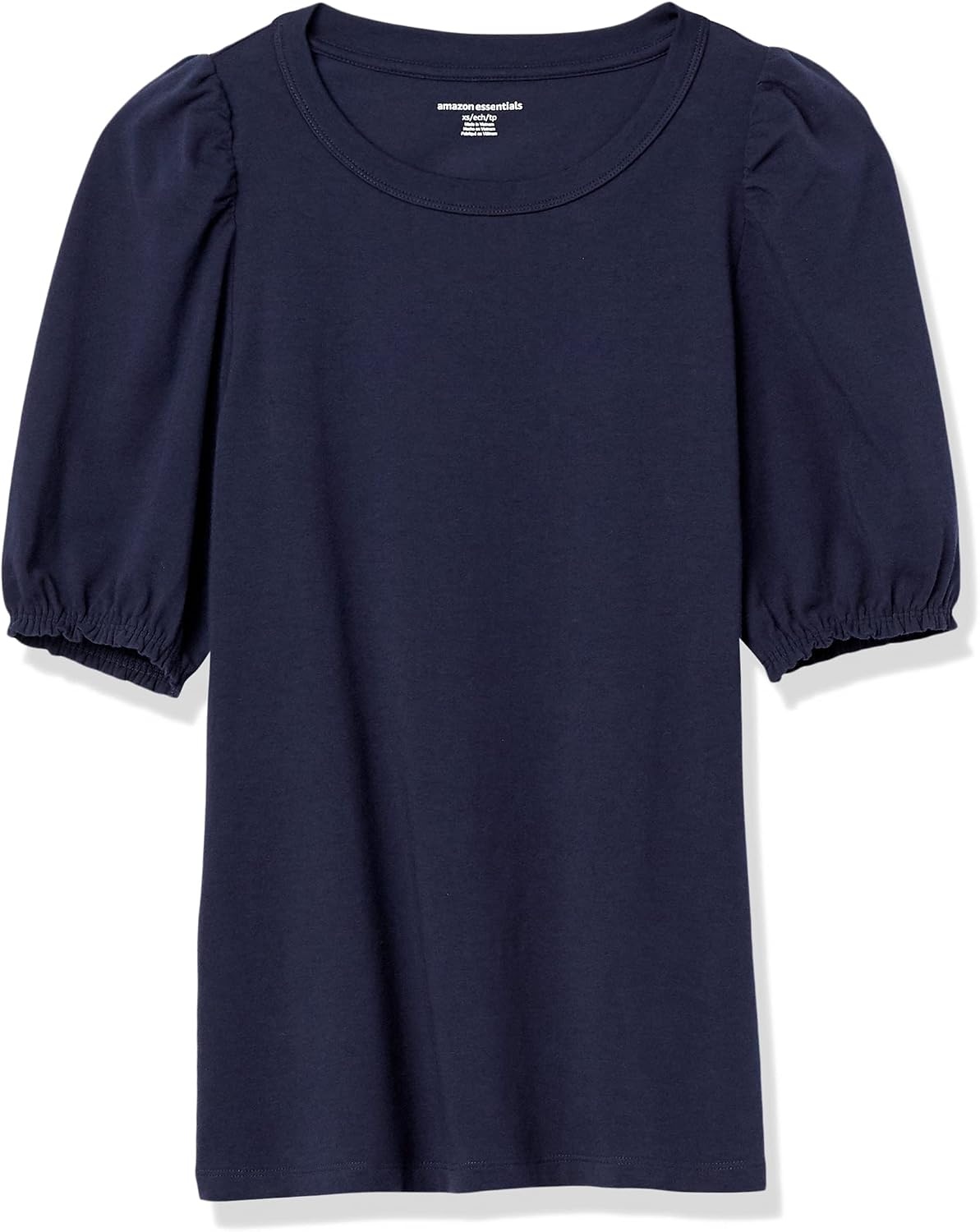 image:imageAmazon Essentials Womens RegularFit Twist Puff Sleeve Crewneck TShirtNavy