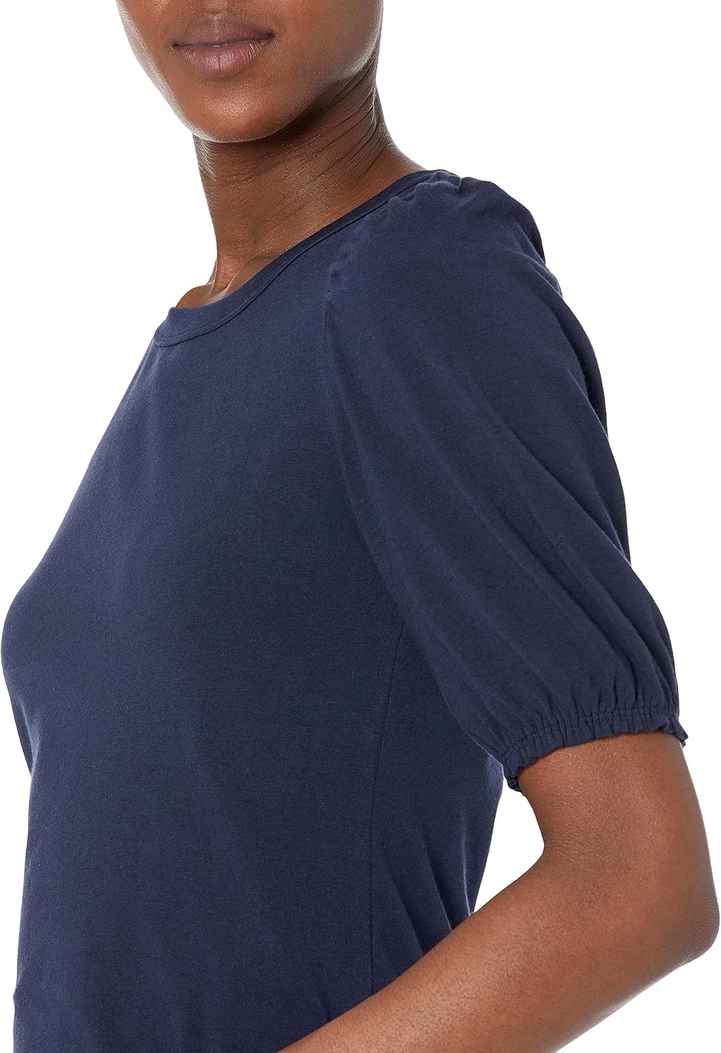 image:imageAmazon Essentials Womens RegularFit Twist Puff Sleeve Crewneck TShirtNavy