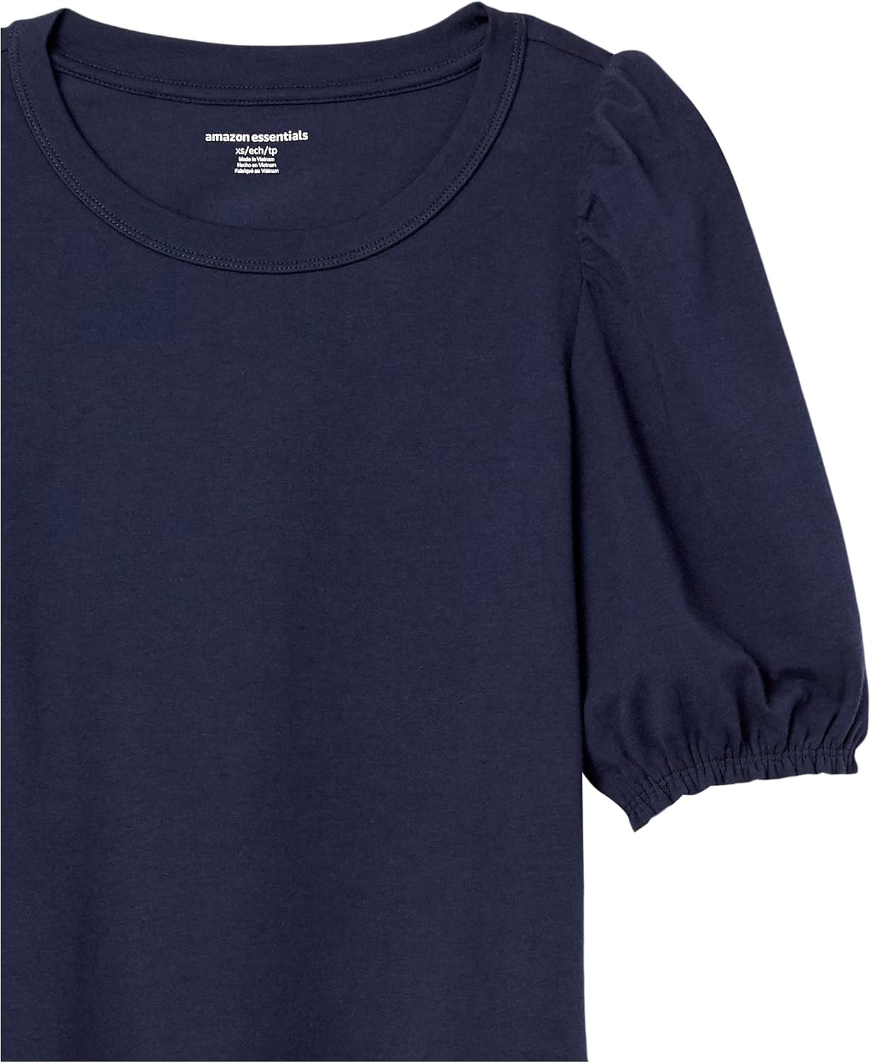 image:imageAmazon Essentials Womens RegularFit Twist Puff Sleeve Crewneck TShirtNavy
