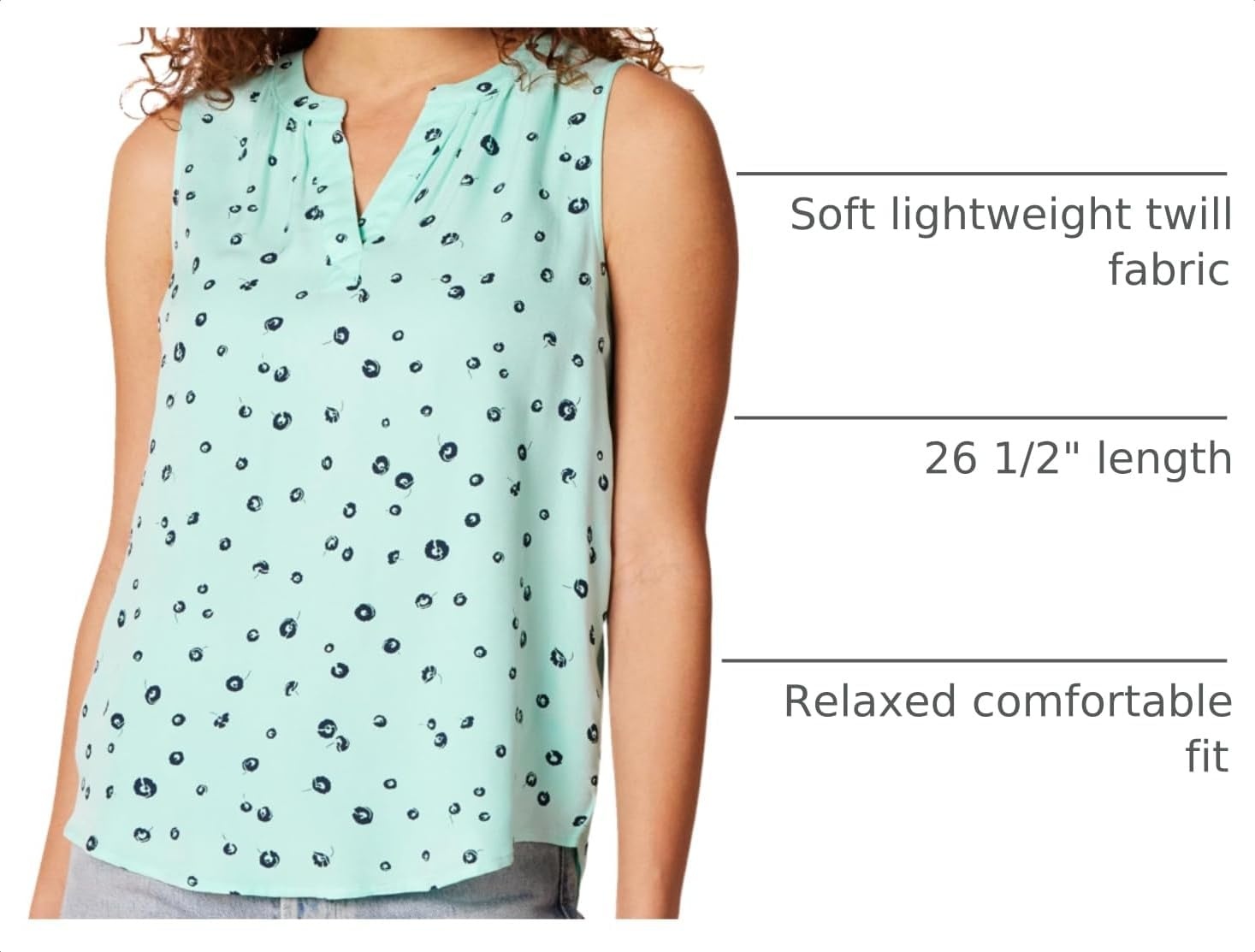 image:imageAmazon Essentials Womens Relaxed Fit Sleeveless VNeck Woven ShirtAqua Poppy