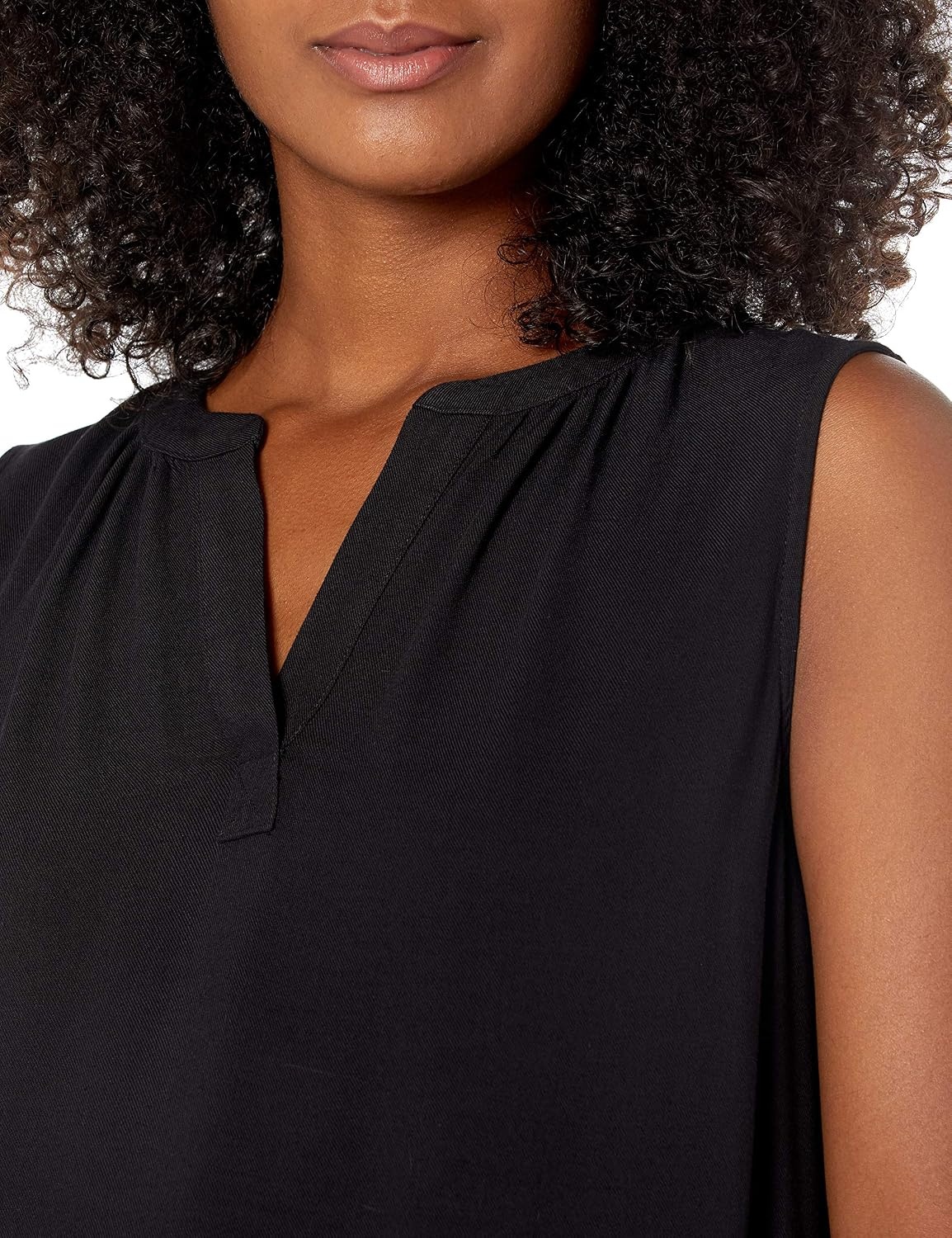 image:imageAmazon Essentials Womens Relaxed Fit Sleeveless VNeck Woven ShirtBlack
