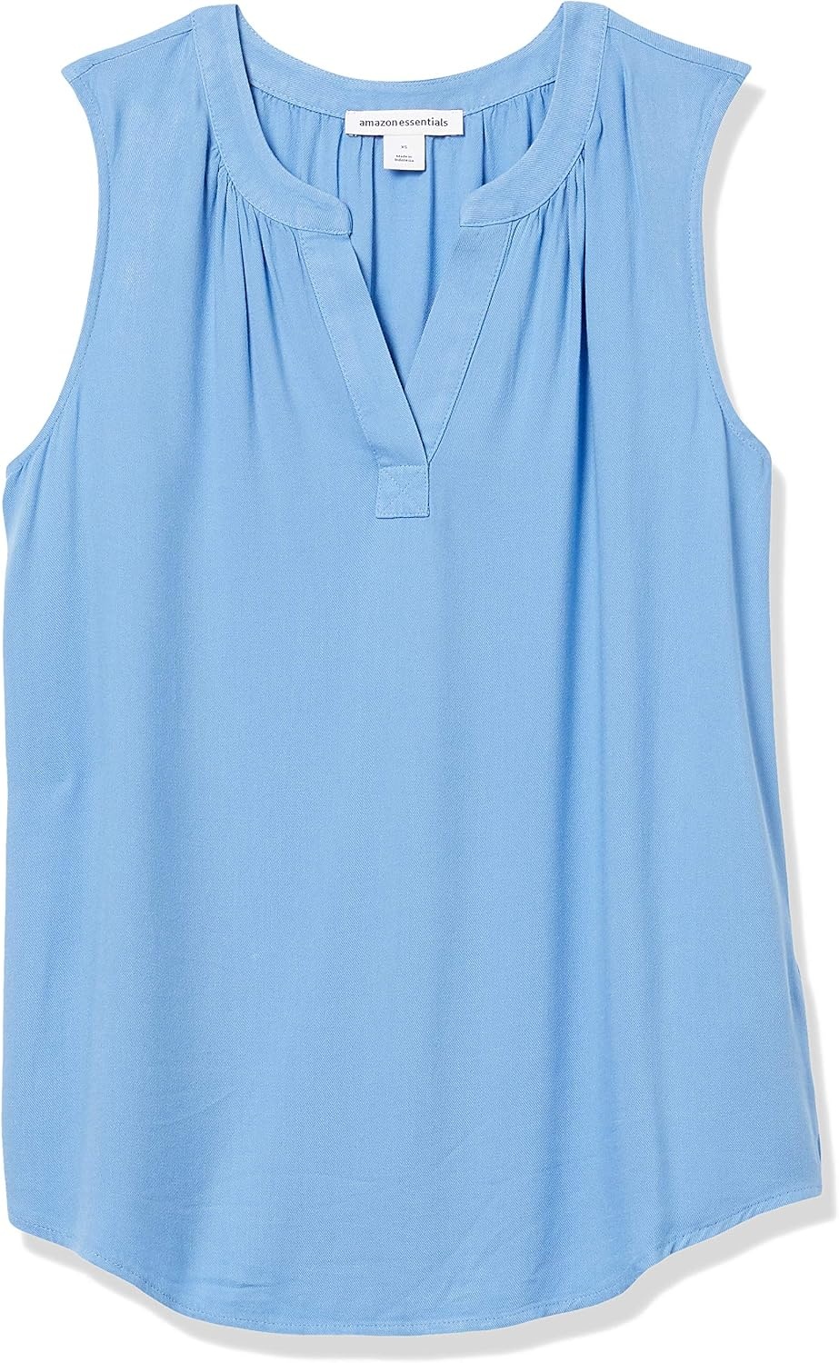 image:imageAmazon Essentials Womens Relaxed Fit Sleeveless VNeck Woven ShirtFrench Blue
