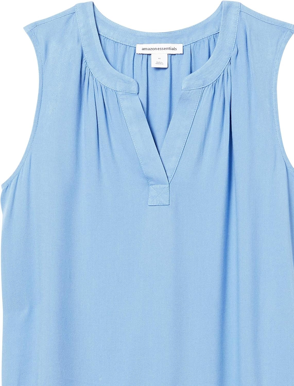 image:imageAmazon Essentials Womens Relaxed Fit Sleeveless VNeck Woven ShirtFrench Blue