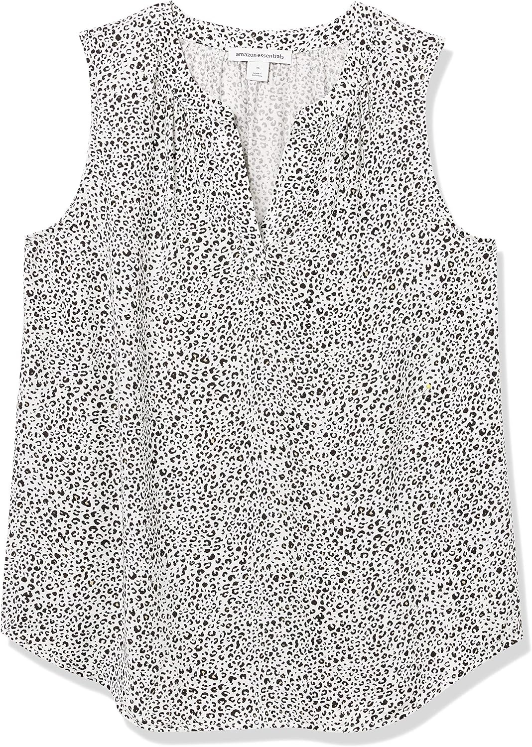 image:imageAmazon Essentials Womens Relaxed Fit Sleeveless VNeck Woven ShirtMini Leopard