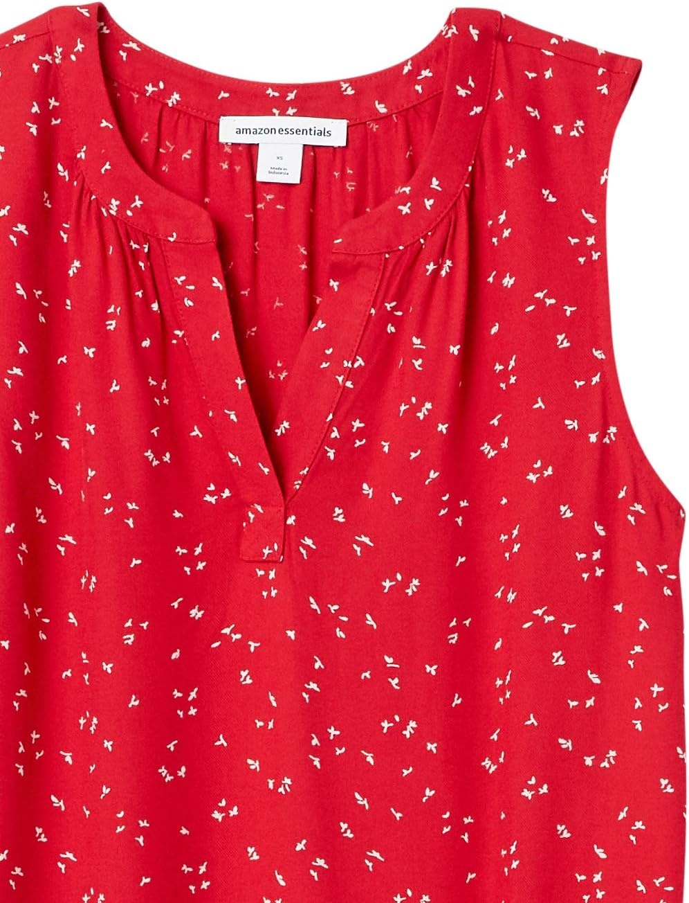 image:imageAmazon Essentials Womens Relaxed Fit Sleeveless VNeck Woven ShirtRed Leaf