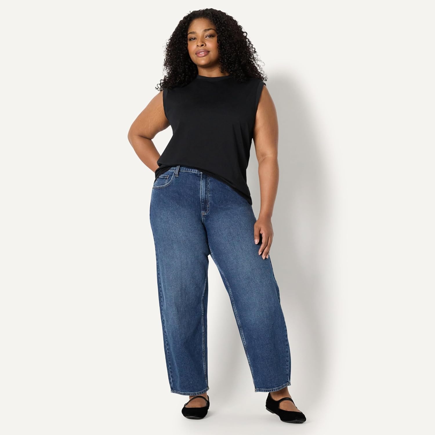 image:imageAmazon Essentials Womens RelaxedFit Cotton Muscle Tee with Ribbed Crew Neckline BreathableBlack