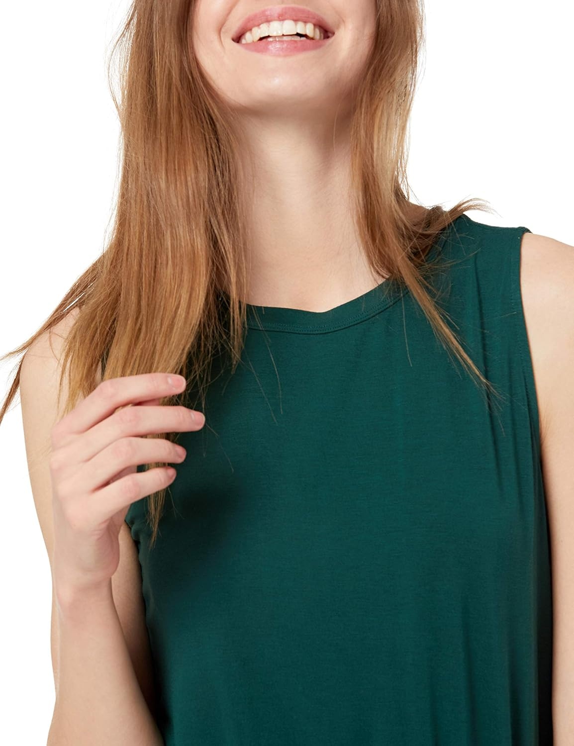 image:imageAmazon Essentials Womens RelaxedFit Loose Fit Sleeveless Muscle Tank TopBotanical Green