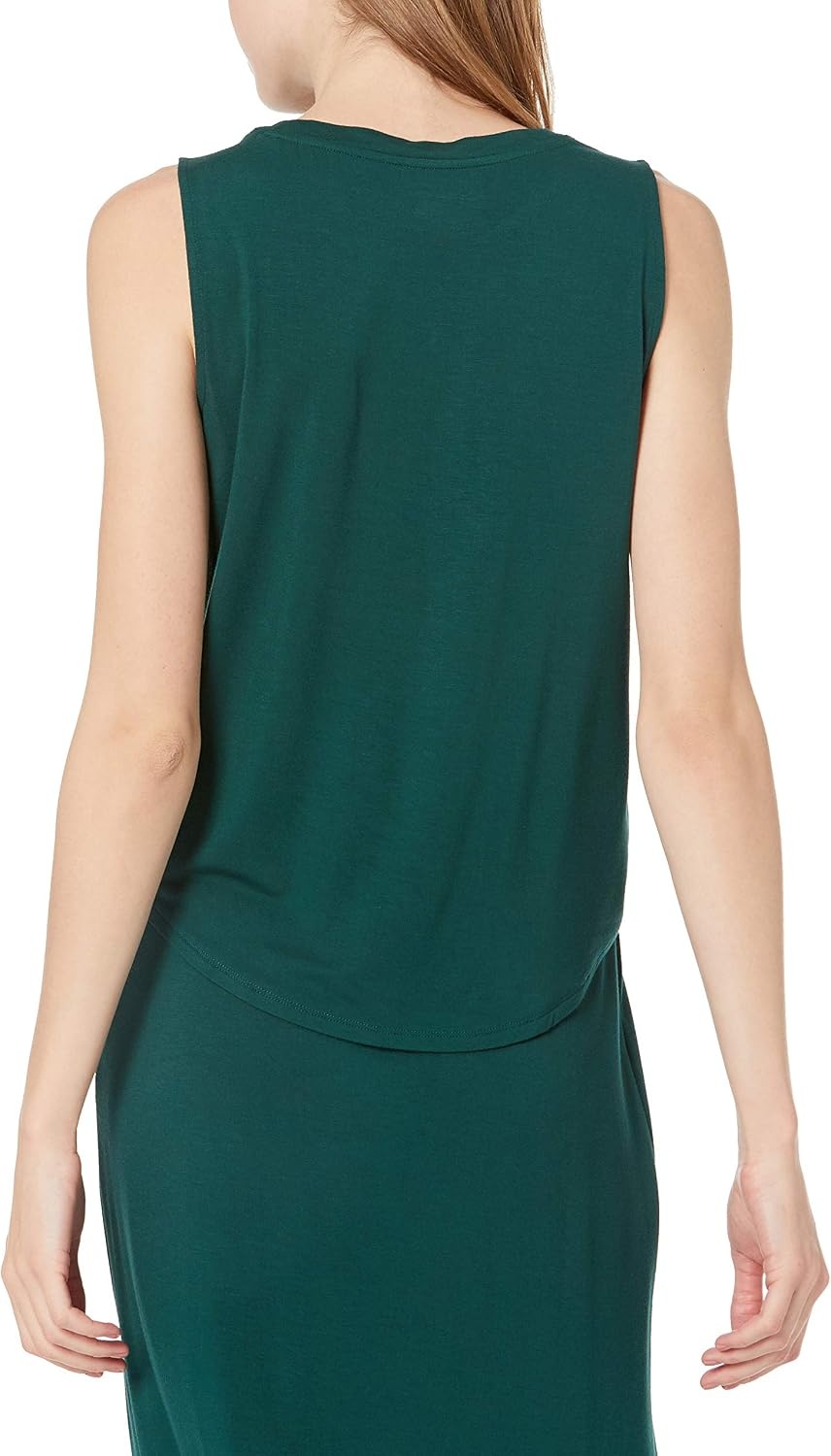 image:imageAmazon Essentials Womens RelaxedFit Loose Fit Sleeveless Muscle Tank TopBotanical Green