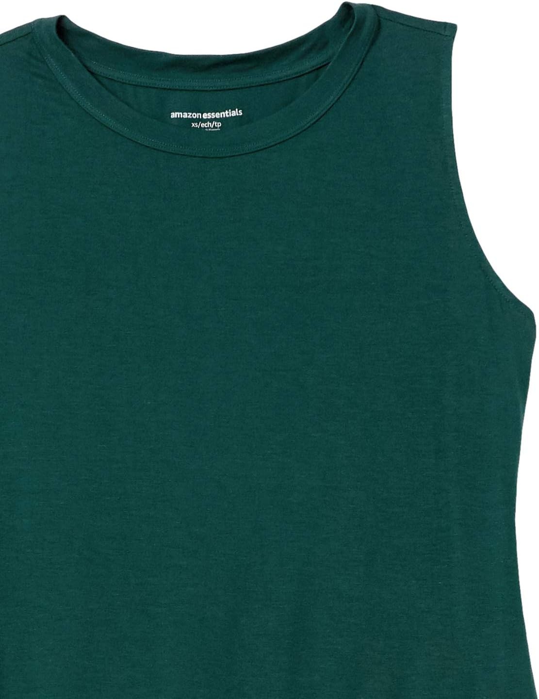 image:imageAmazon Essentials Womens RelaxedFit Loose Fit Sleeveless Muscle Tank TopBotanical Green