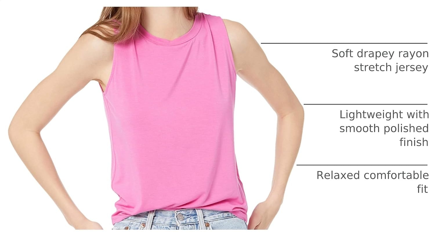 image:imageAmazon Essentials Womens RelaxedFit Loose Fit Sleeveless Muscle Tank TopBright Pink