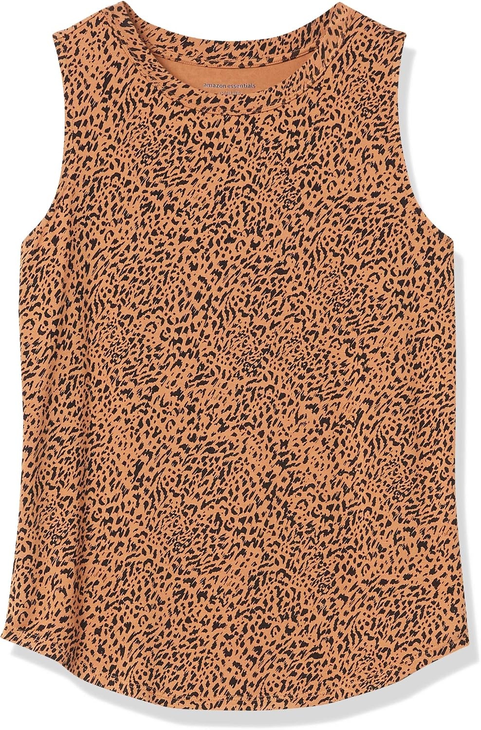 image:imageAmazon Essentials Womens RelaxedFit Loose Fit Sleeveless Muscle Tank TopDark Camel Leopard