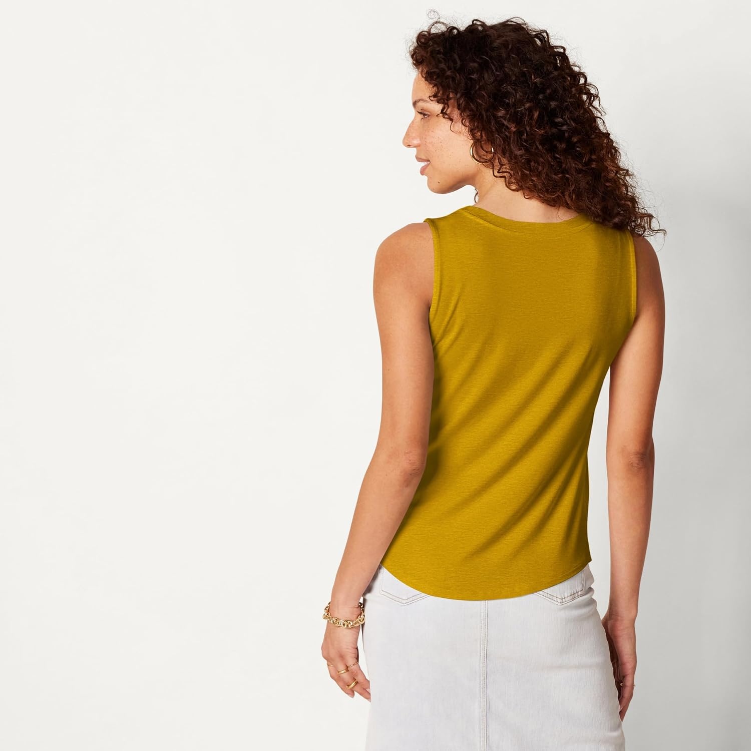 image:imageAmazon Essentials Womens RelaxedFit Loose Fit Sleeveless Muscle Tank TopDark Golden Yellow
