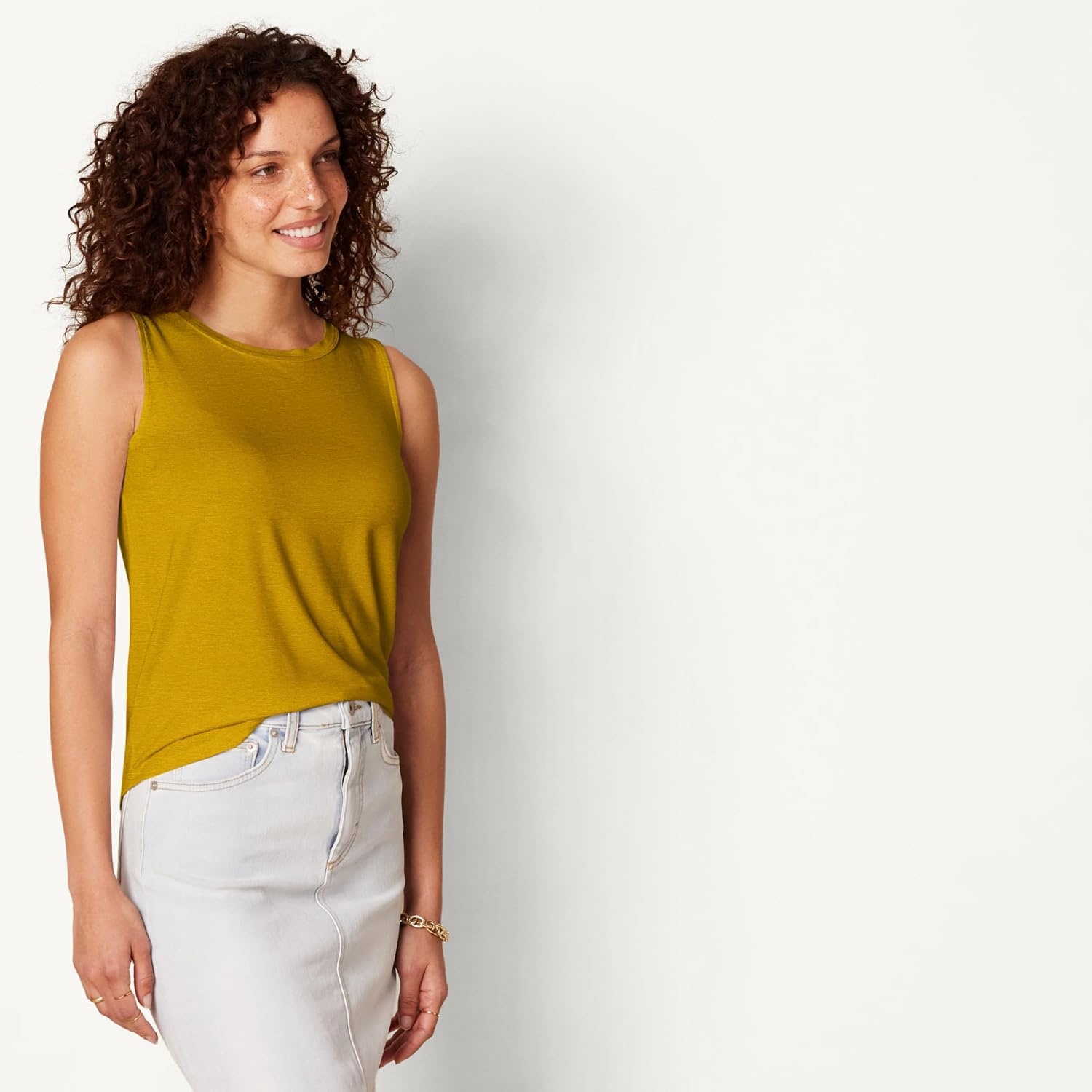 image:imageAmazon Essentials Womens RelaxedFit Loose Fit Sleeveless Muscle Tank TopDark Yellow