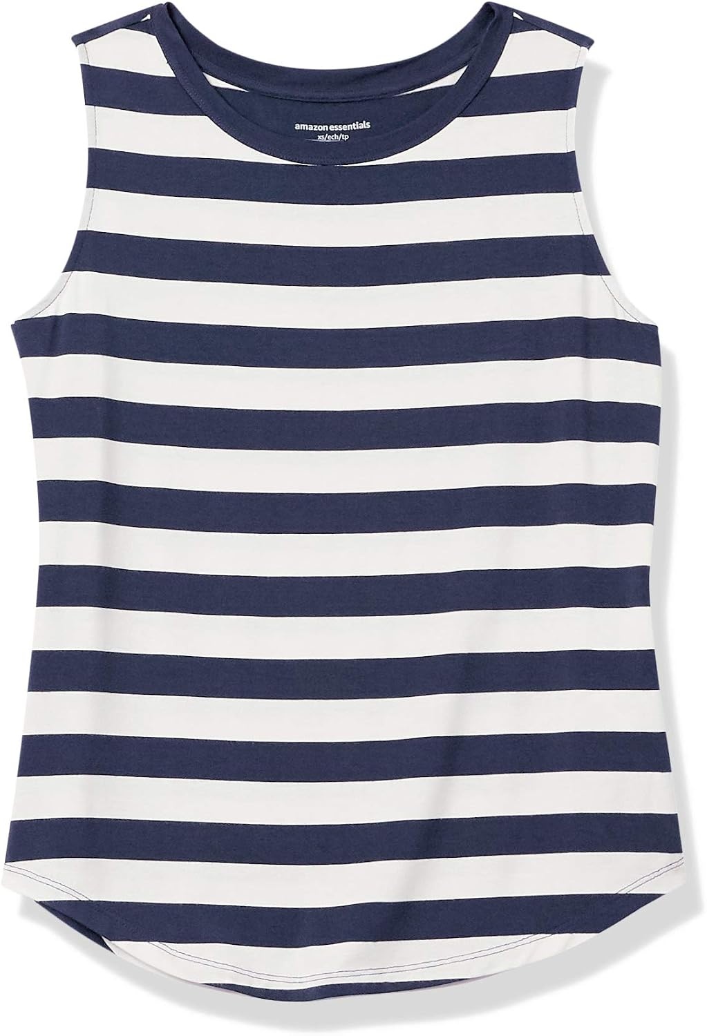 image:imageAmazon Essentials Womens RelaxedFit Loose Fit Sleeveless Muscle Tank TopNavy White Placed Stripe