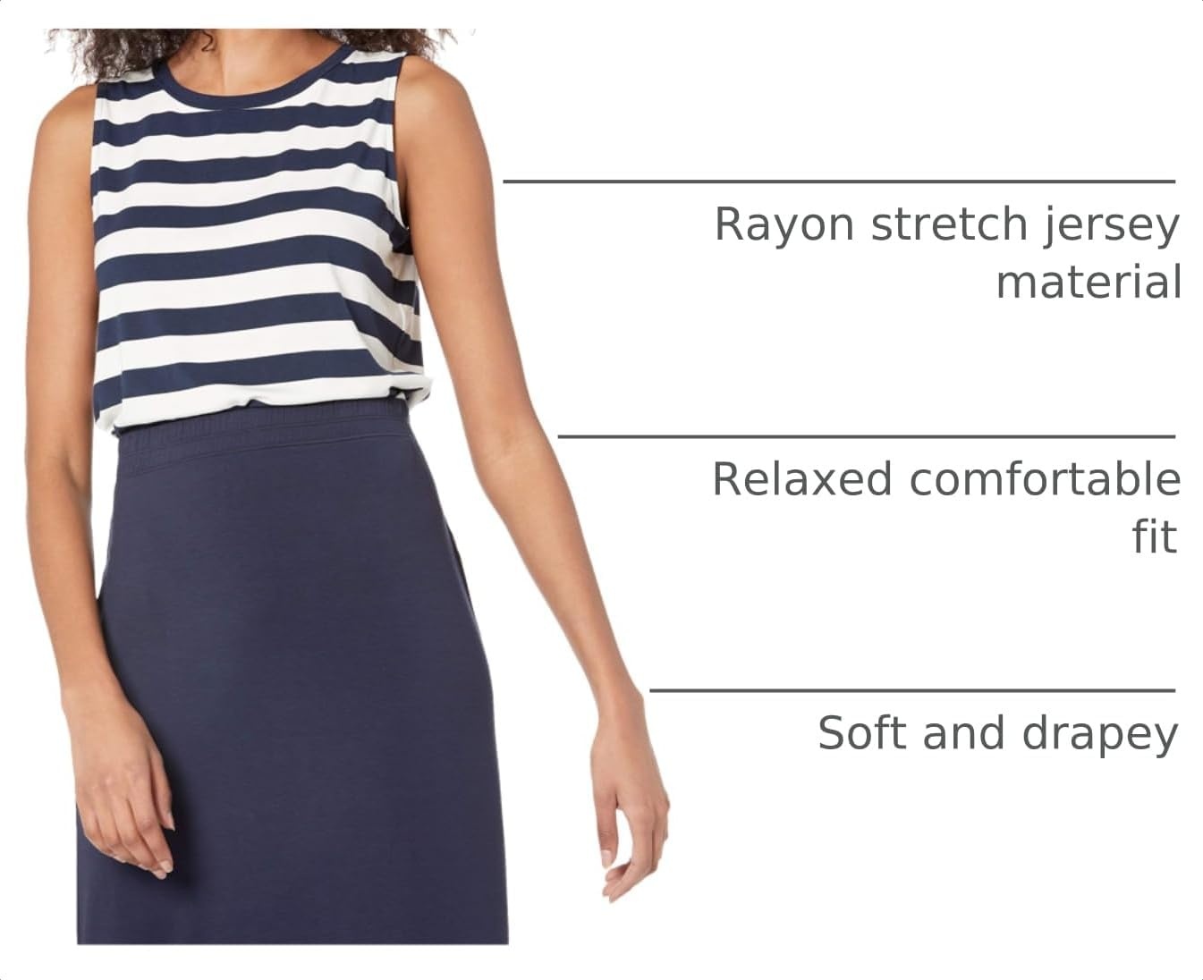 image:imageAmazon Essentials Womens RelaxedFit Loose Fit Sleeveless Muscle Tank TopNavy White Placed Stripe