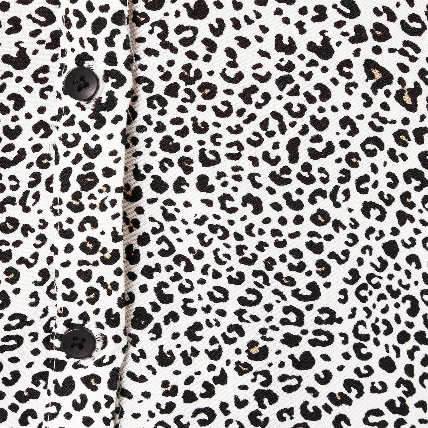 image:imageAmazon Essentials Womens RelaxedFit ShortSleeve V Neck ButtonFront Woven Blouse Business Casual Work BlouseMini Leopard