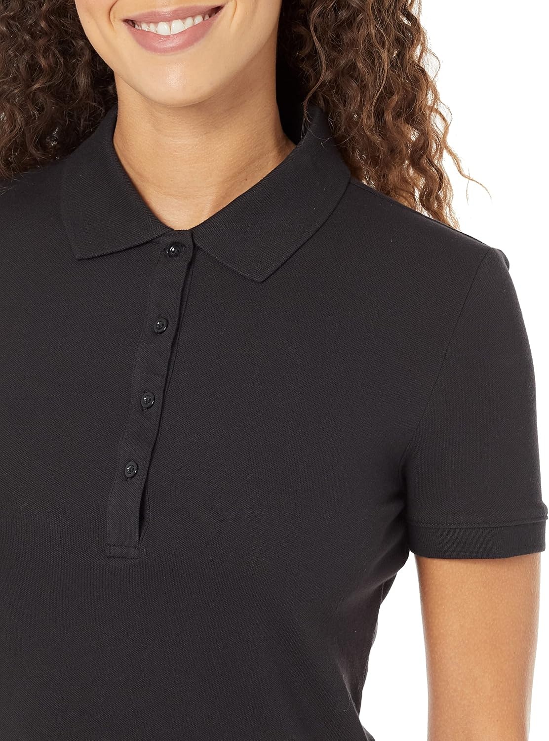 image:imageAmazon Essentials Womens ShortSleeve Collared Polo Shirt Available in Plus SizeBlack
