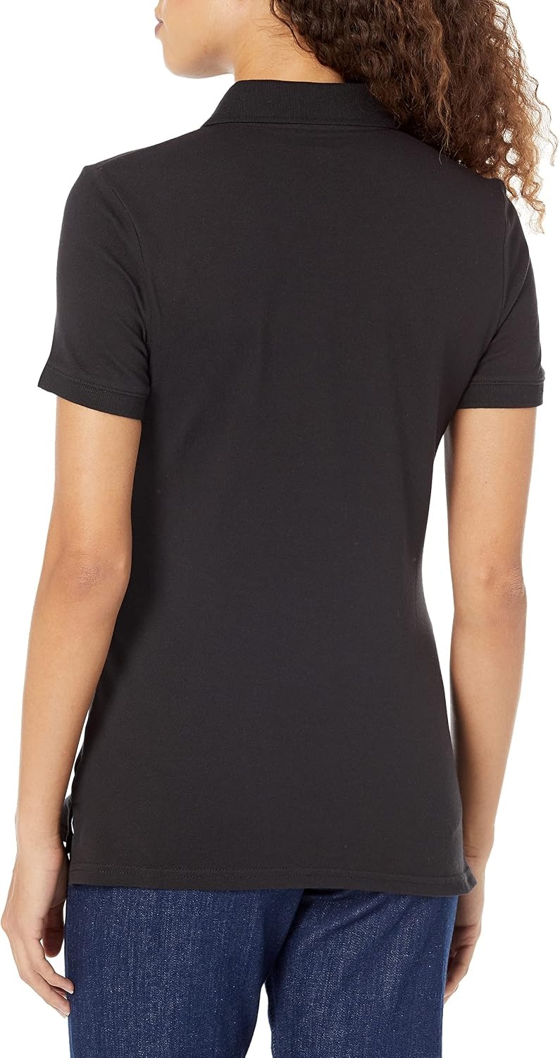 image:imageAmazon Essentials Womens ShortSleeve Collared Polo Shirt Available in Plus SizeBlack