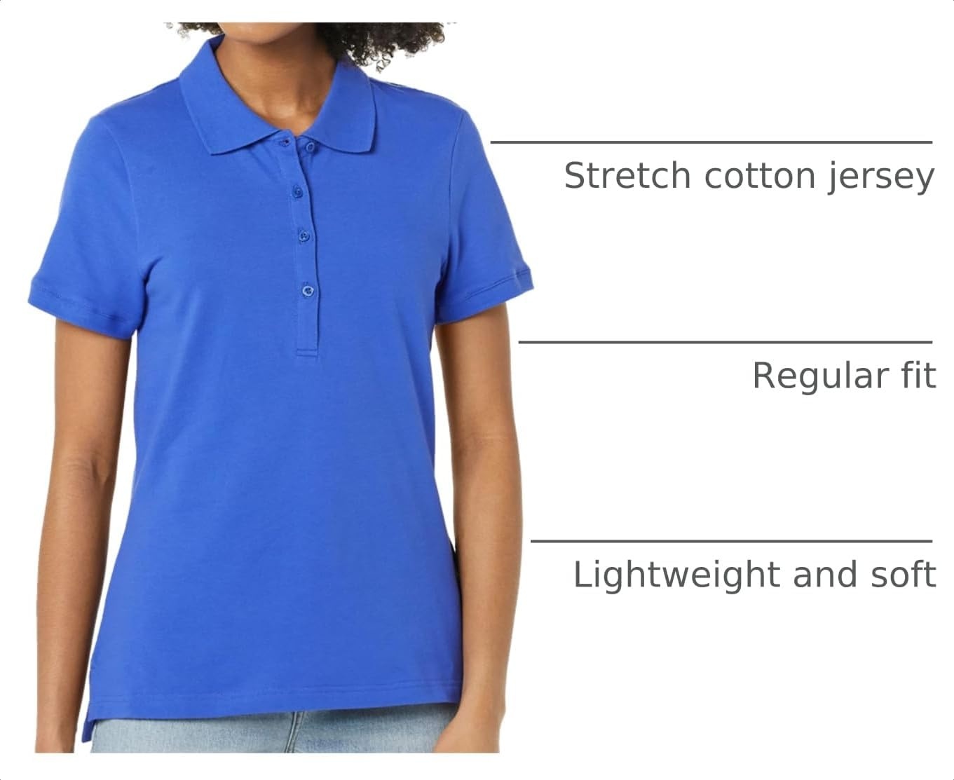 image:imageAmazon Essentials Womens ShortSleeve Collared Polo Shirt Available in Plus SizeBlue