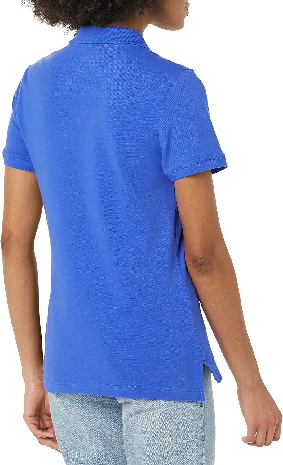image:imageAmazon Essentials Womens ShortSleeve Collared Polo Shirt Available in Plus SizeBlue