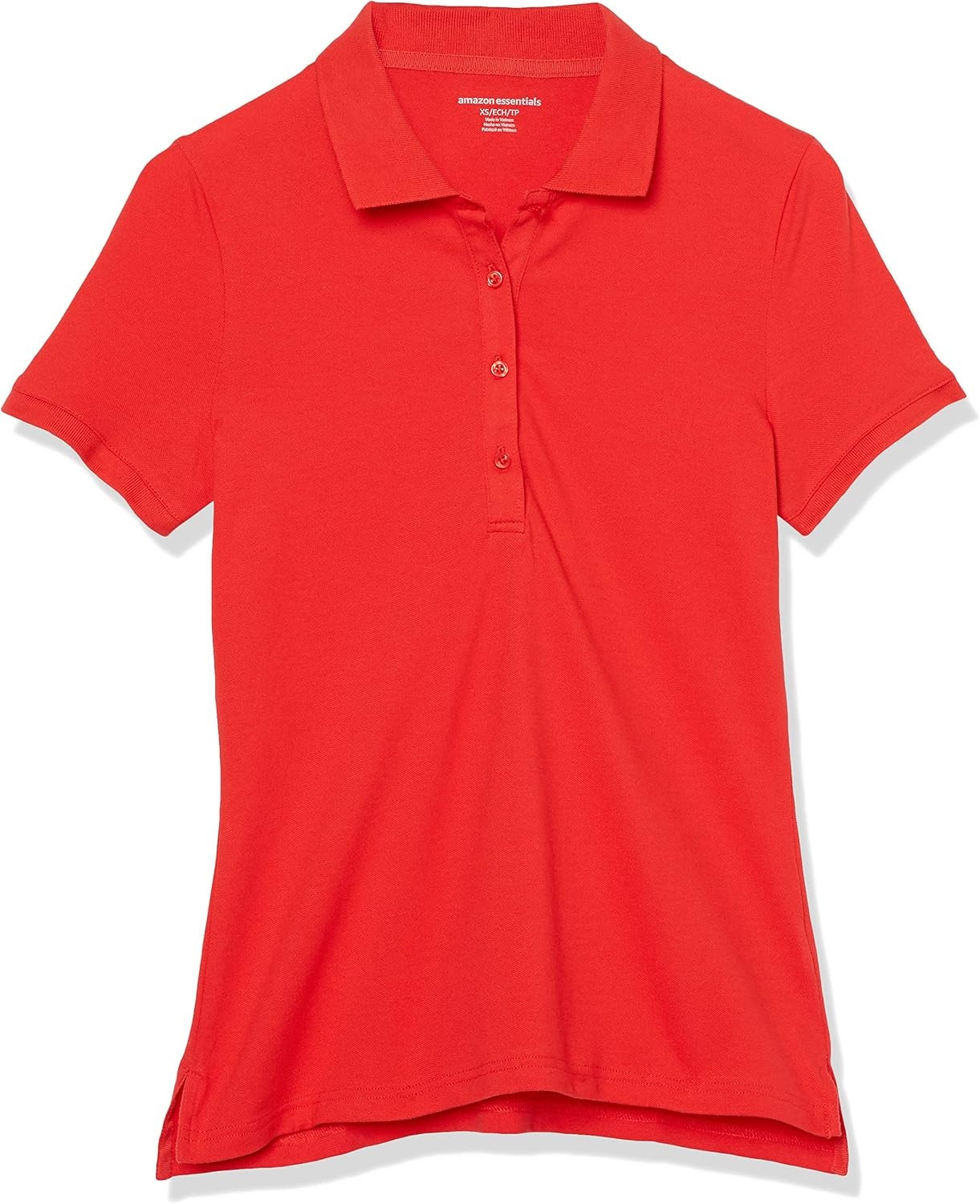 image:imageAmazon Essentials Womens ShortSleeve Collared Polo Shirt Available in Plus SizeBright Poppy Red