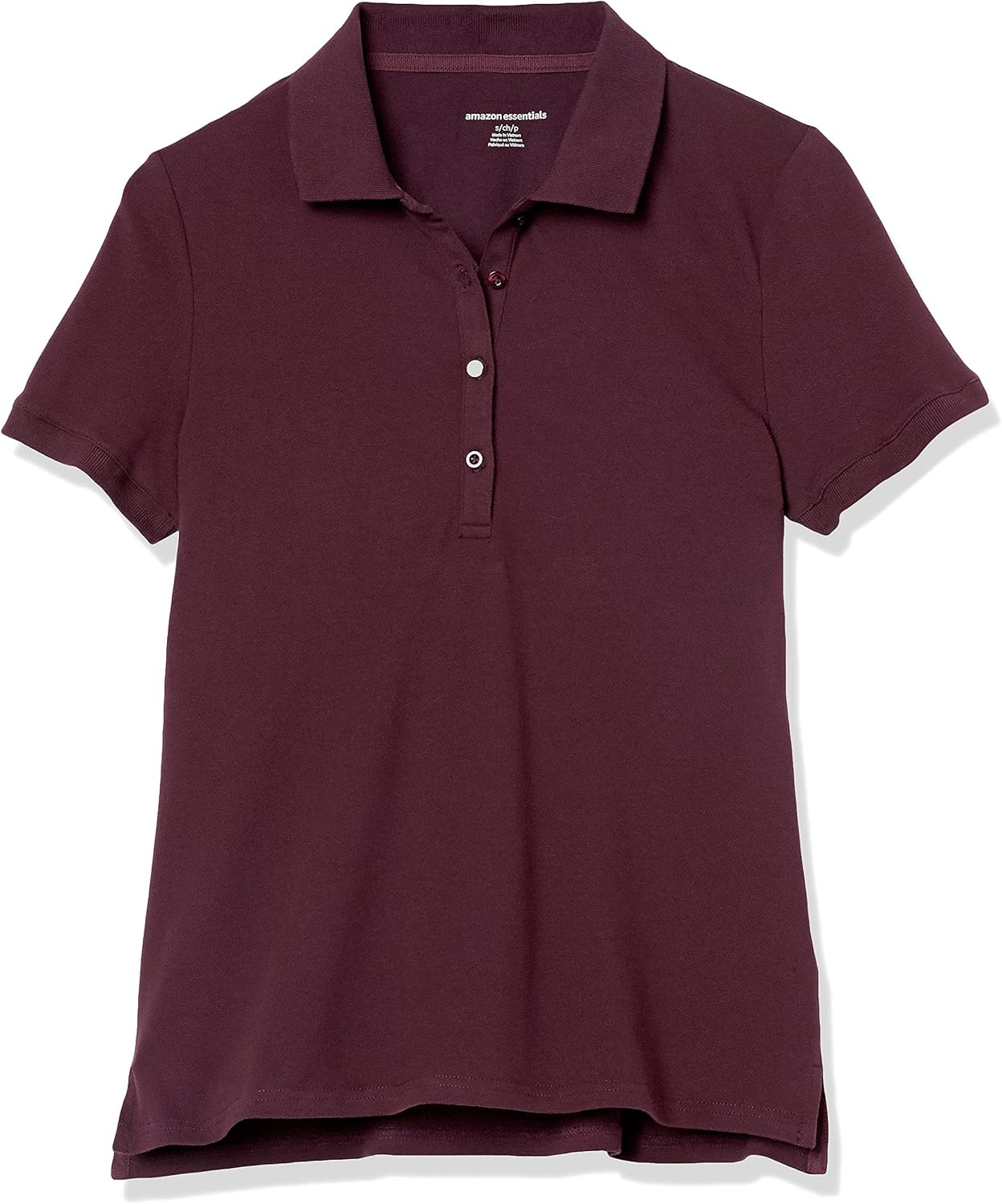image:imageAmazon Essentials Womens ShortSleeve Collared Polo Shirt Available in Plus SizeBurgundy