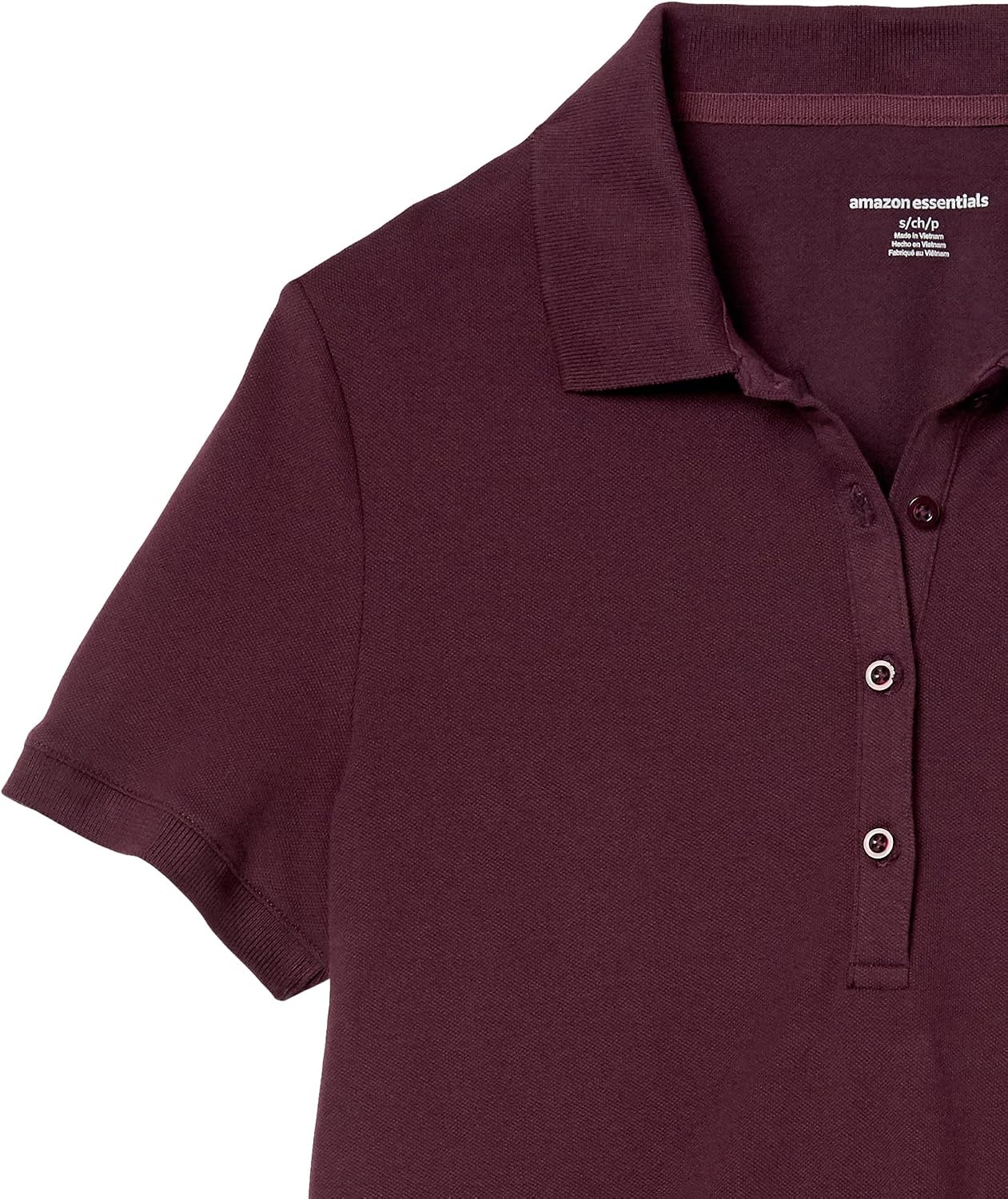 image:imageAmazon Essentials Womens ShortSleeve Collared Polo Shirt Available in Plus SizeBurgundy
