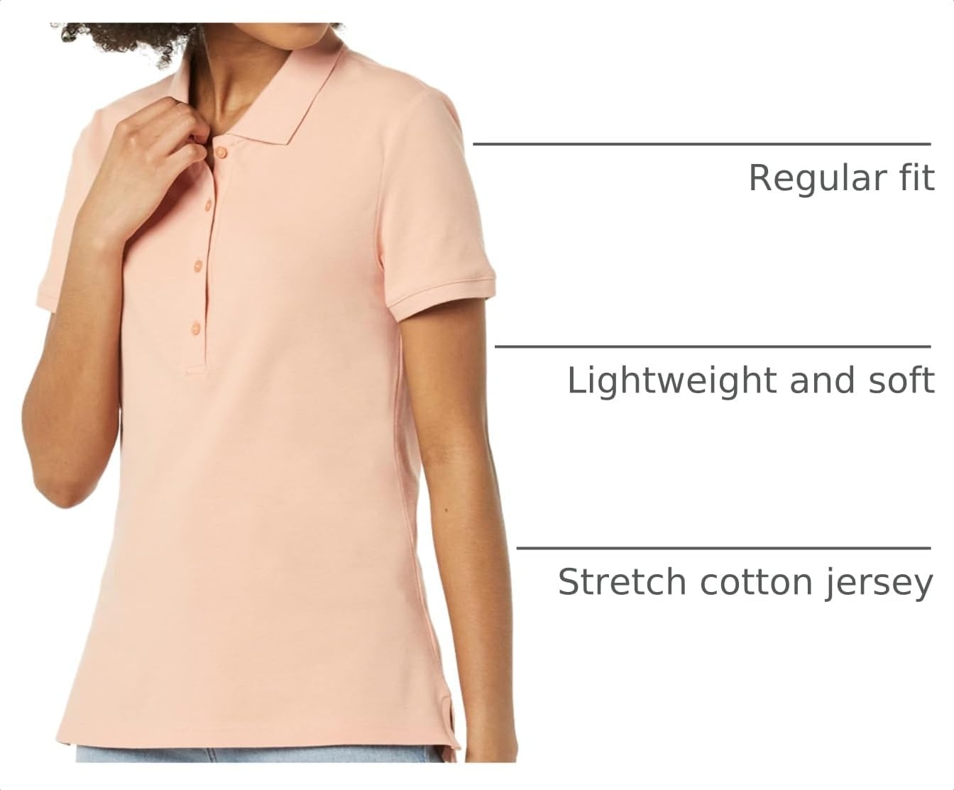 image:imageAmazon Essentials Womens ShortSleeve Collared Polo Shirt Available in Plus SizeCoral Pink