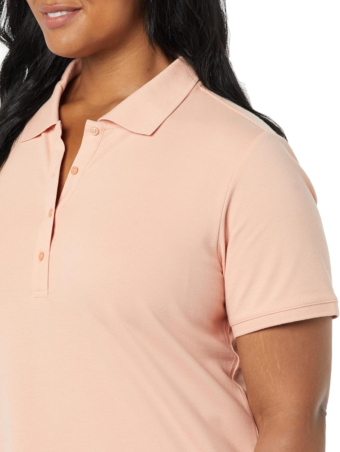 image:imageAmazon Essentials Womens ShortSleeve Collared Polo Shirt Available in Plus SizeCoral Pink
