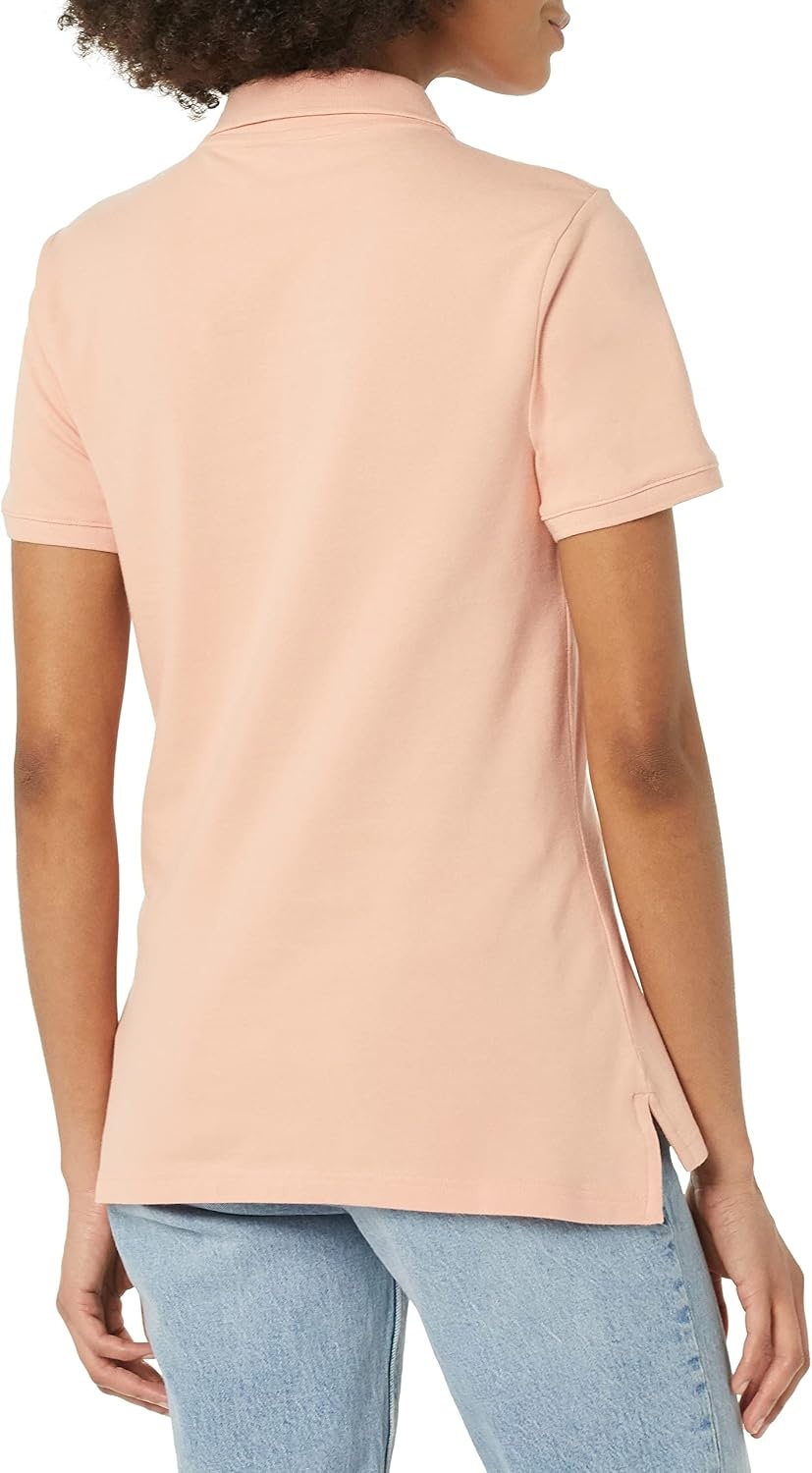 image:imageAmazon Essentials Womens ShortSleeve Collared Polo Shirt Available in Plus SizeCoral Pink