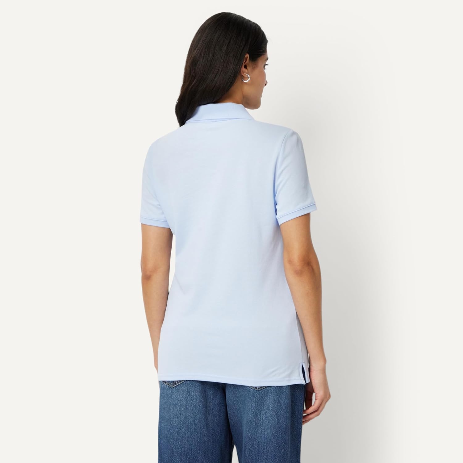 image:imageAmazon Essentials Womens ShortSleeve Collared Polo Shirt Available in Plus SizeLight Blue