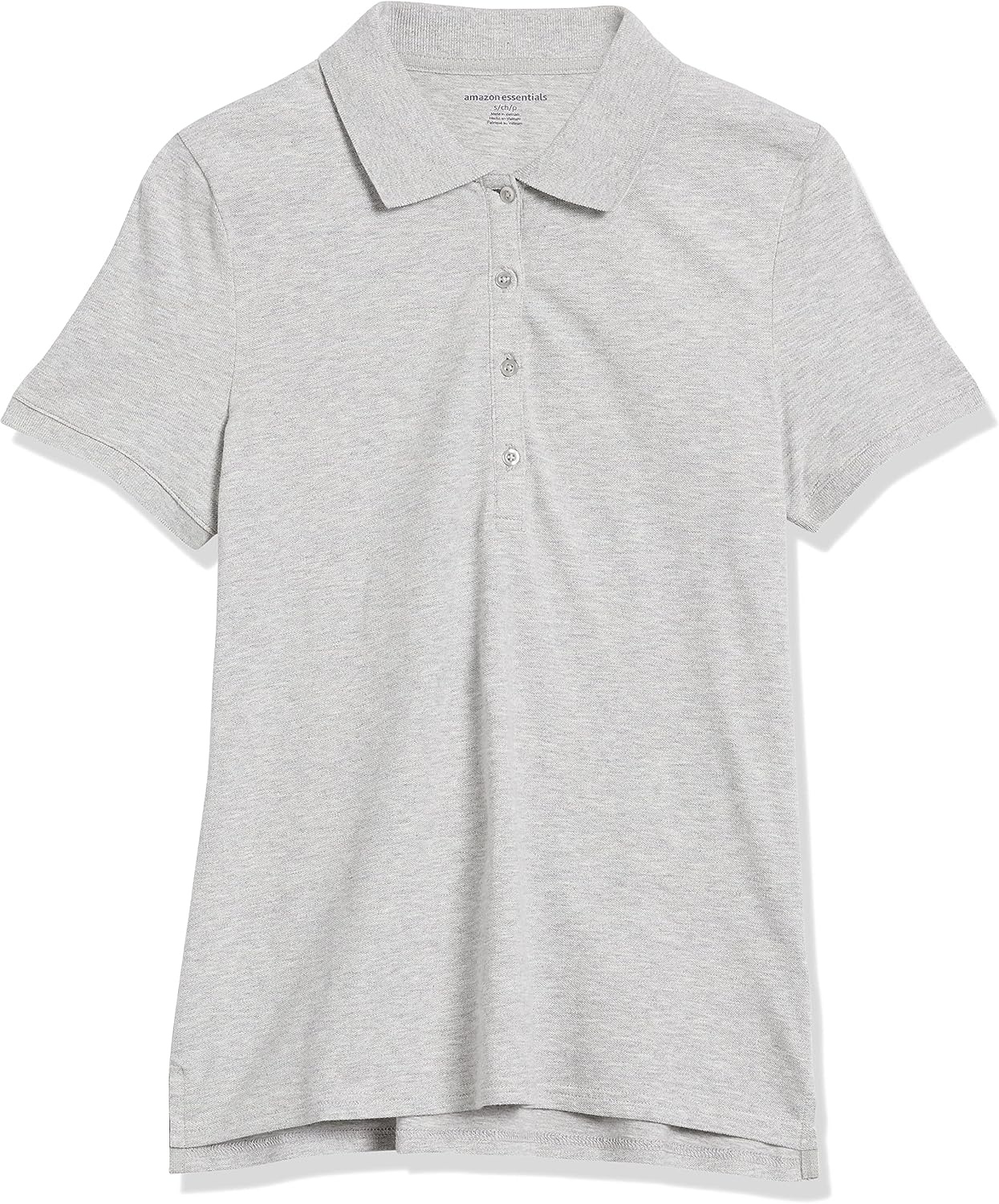 image:imageAmazon Essentials Womens ShortSleeve Collared Polo Shirt Available in Plus SizeLight Grey Heather