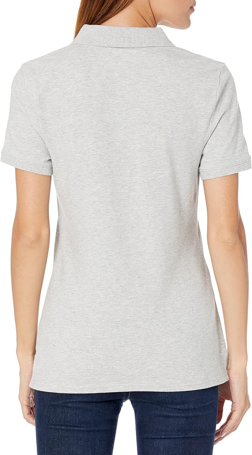 image:imageAmazon Essentials Womens ShortSleeve Collared Polo Shirt Available in Plus SizeLight Grey Heather