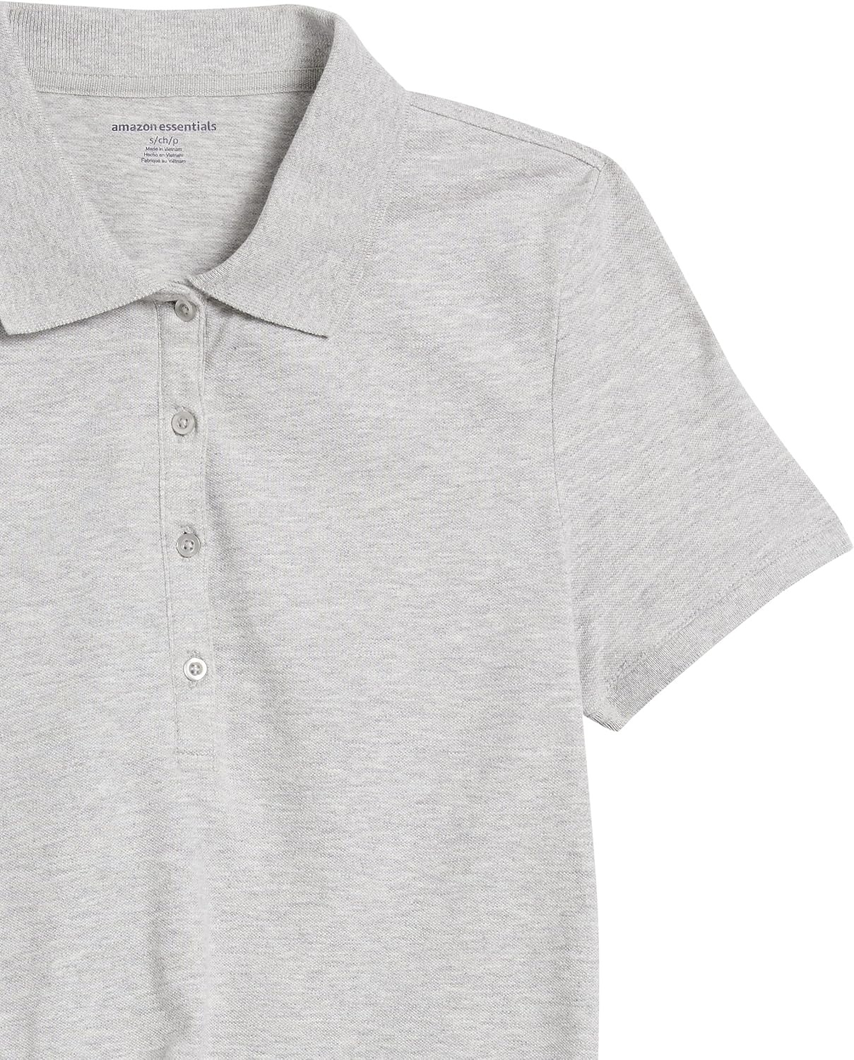 image:imageAmazon Essentials Womens ShortSleeve Collared Polo Shirt Available in Plus SizeLight Grey Heather