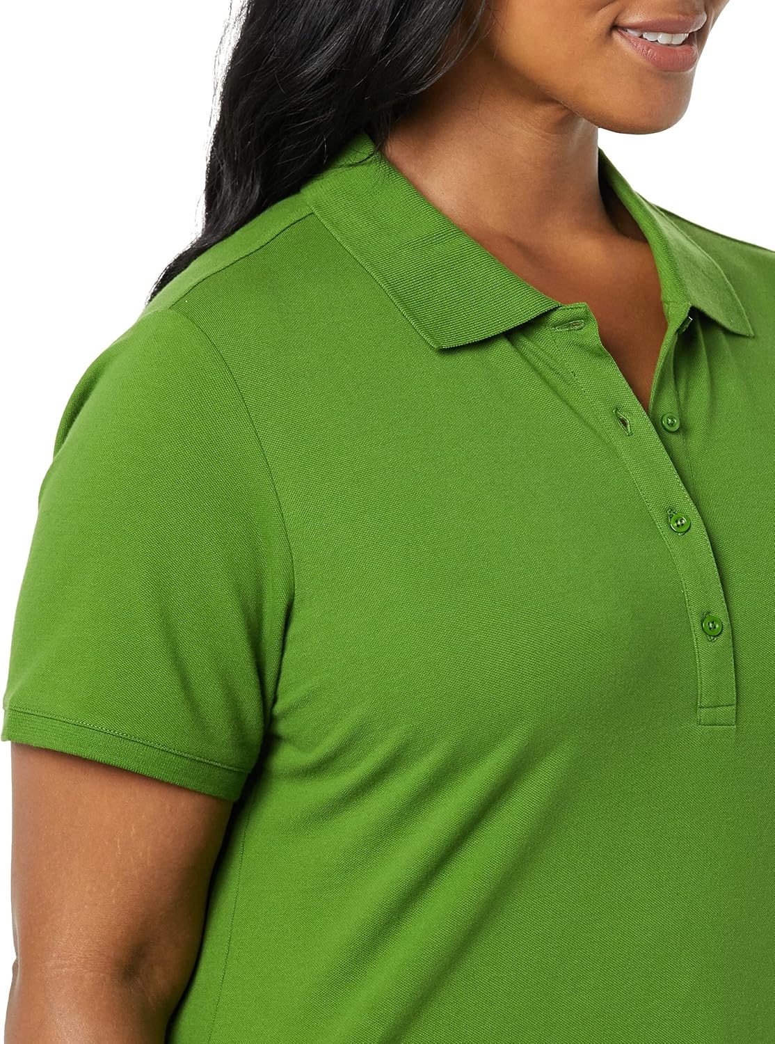 image:imageAmazon Essentials Womens ShortSleeve Collared Polo Shirt Available in Plus SizeLight Olive