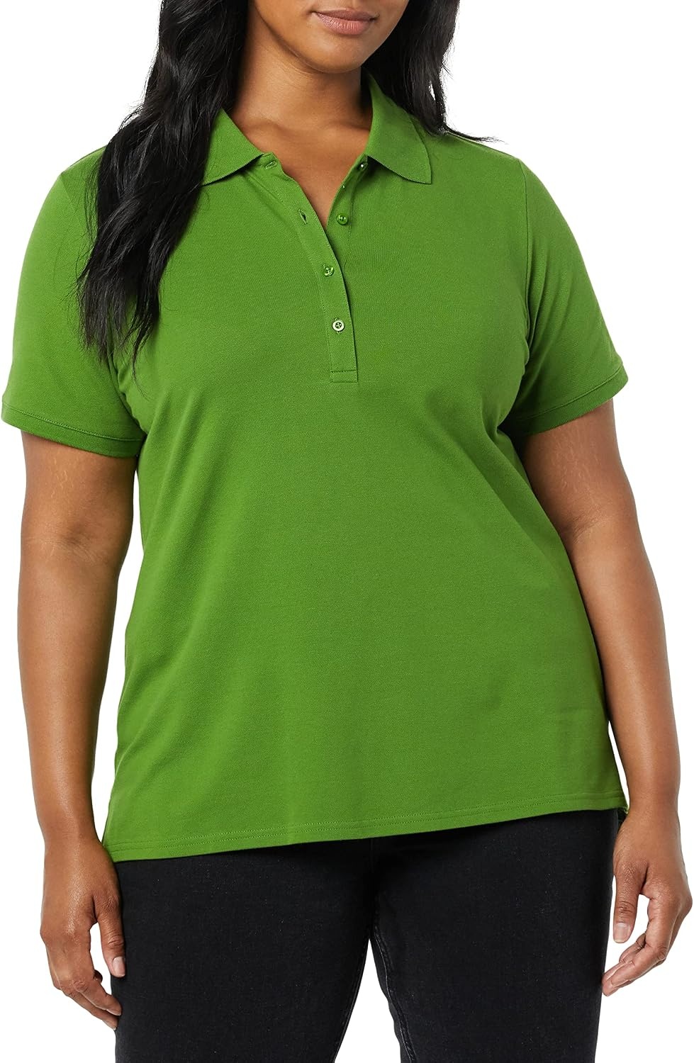 image:imageAmazon Essentials Womens ShortSleeve Collared Polo Shirt Available in Plus SizeLight Olive