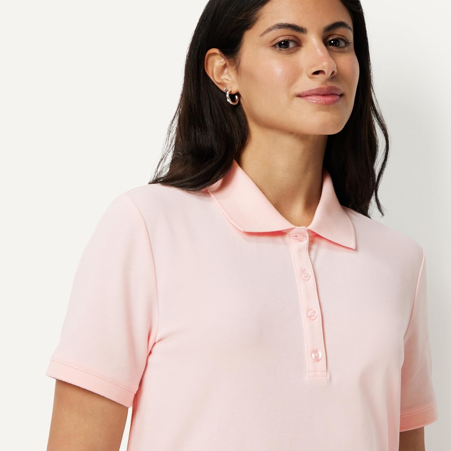 image:imageAmazon Essentials Womens ShortSleeve Collared Polo Shirt Available in Plus SizeLight Pink