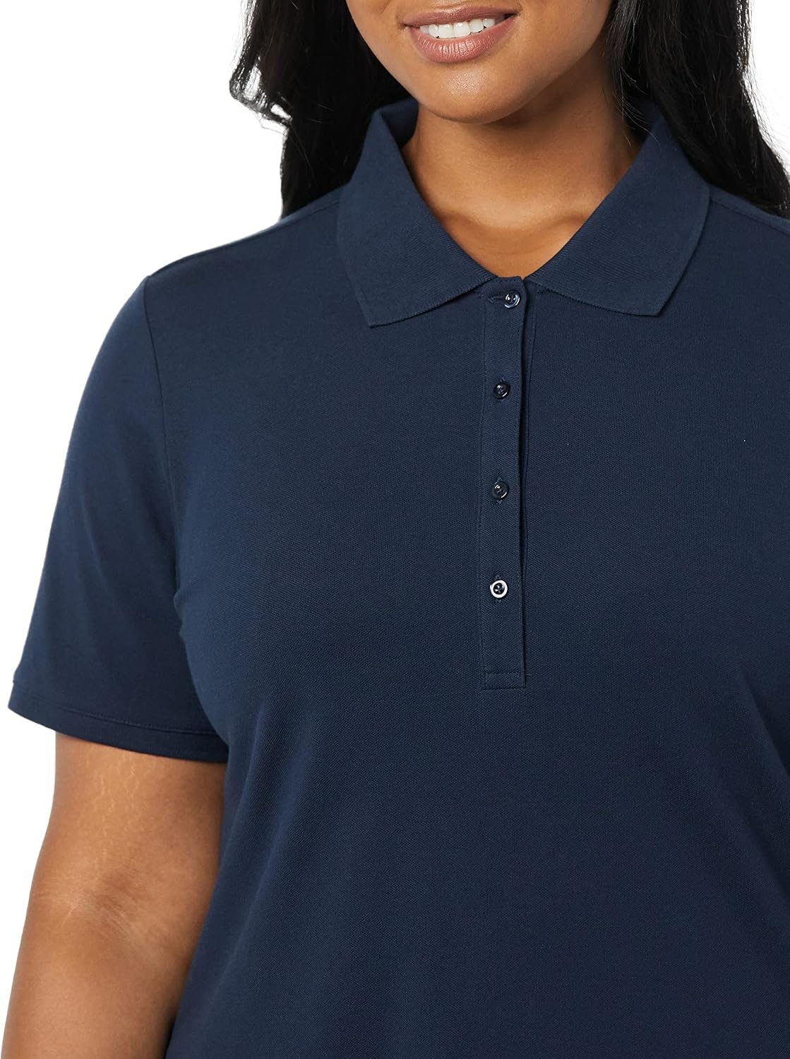 image:imageAmazon Essentials Womens ShortSleeve Collared Polo Shirt Available in Plus SizeNavy