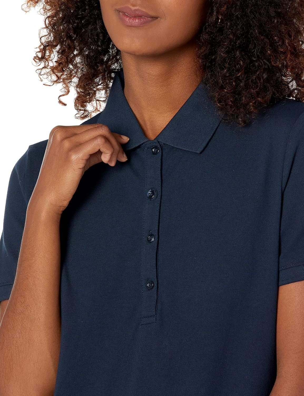 image:imageAmazon Essentials Womens ShortSleeve Collared Polo Shirt Available in Plus SizeNavy