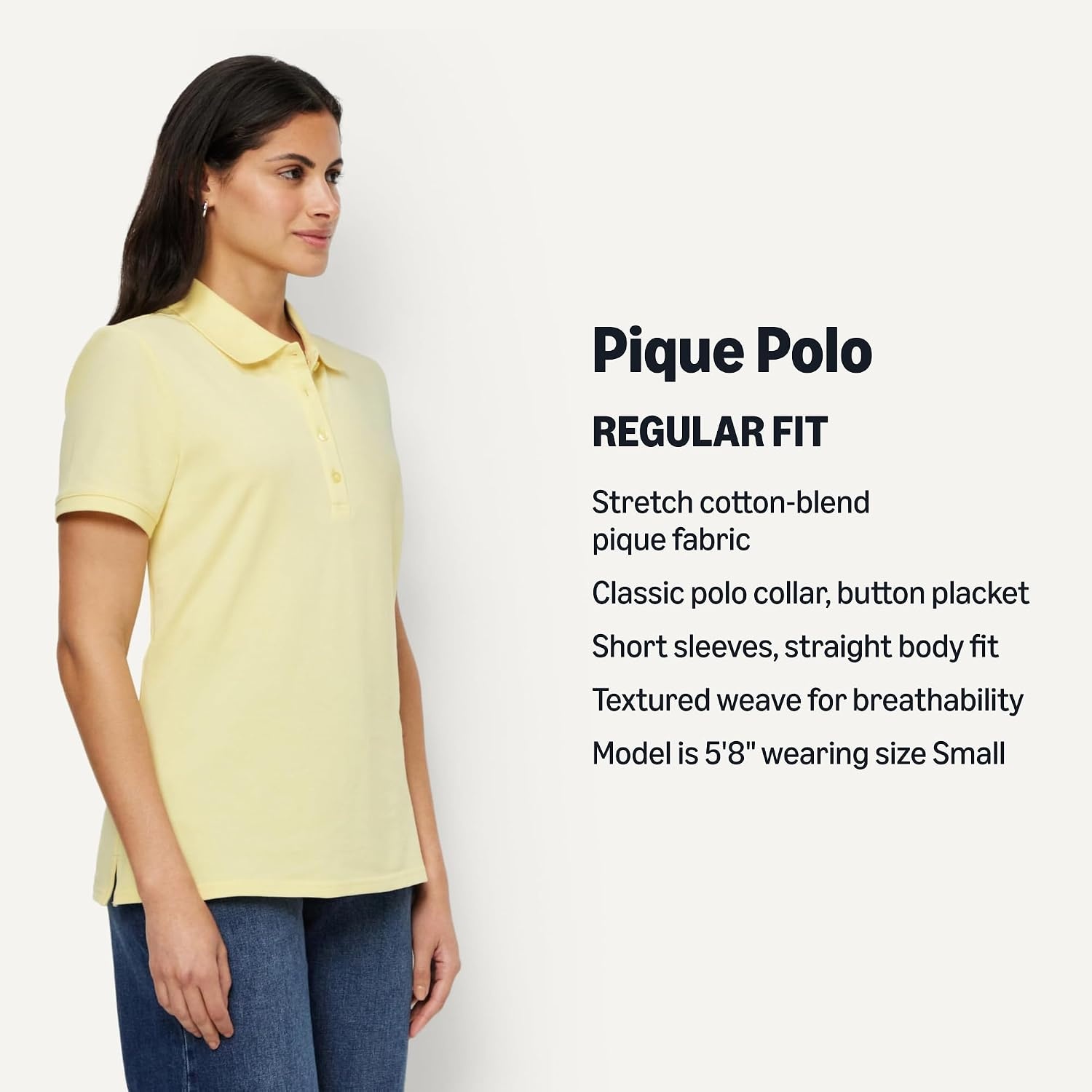 image:imageAmazon Essentials Womens ShortSleeve Collared Polo Shirt Available in Plus SizePastel Yellow