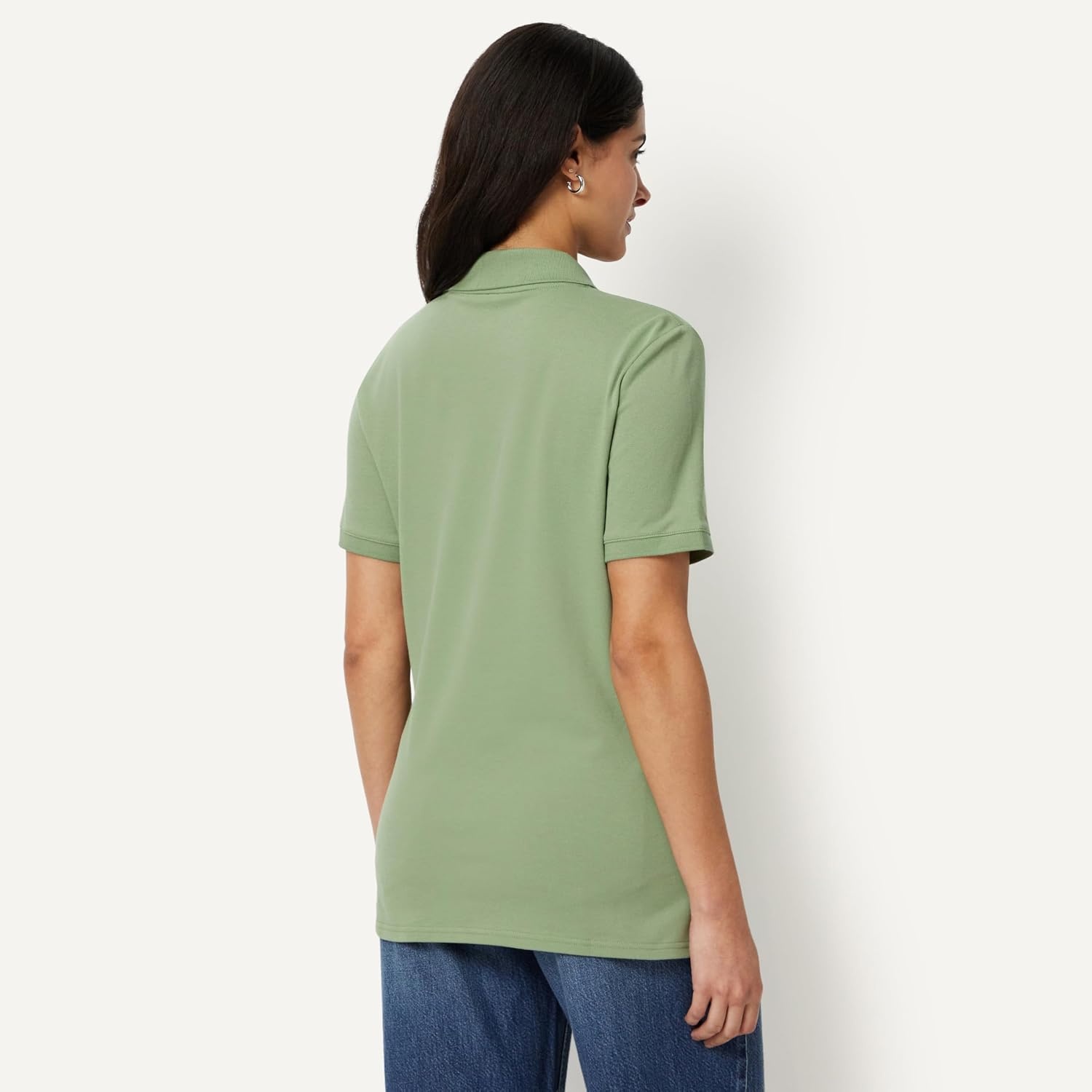 image:imageAmazon Essentials Womens ShortSleeve Collared Polo Shirt Available in Plus SizeSage Green
